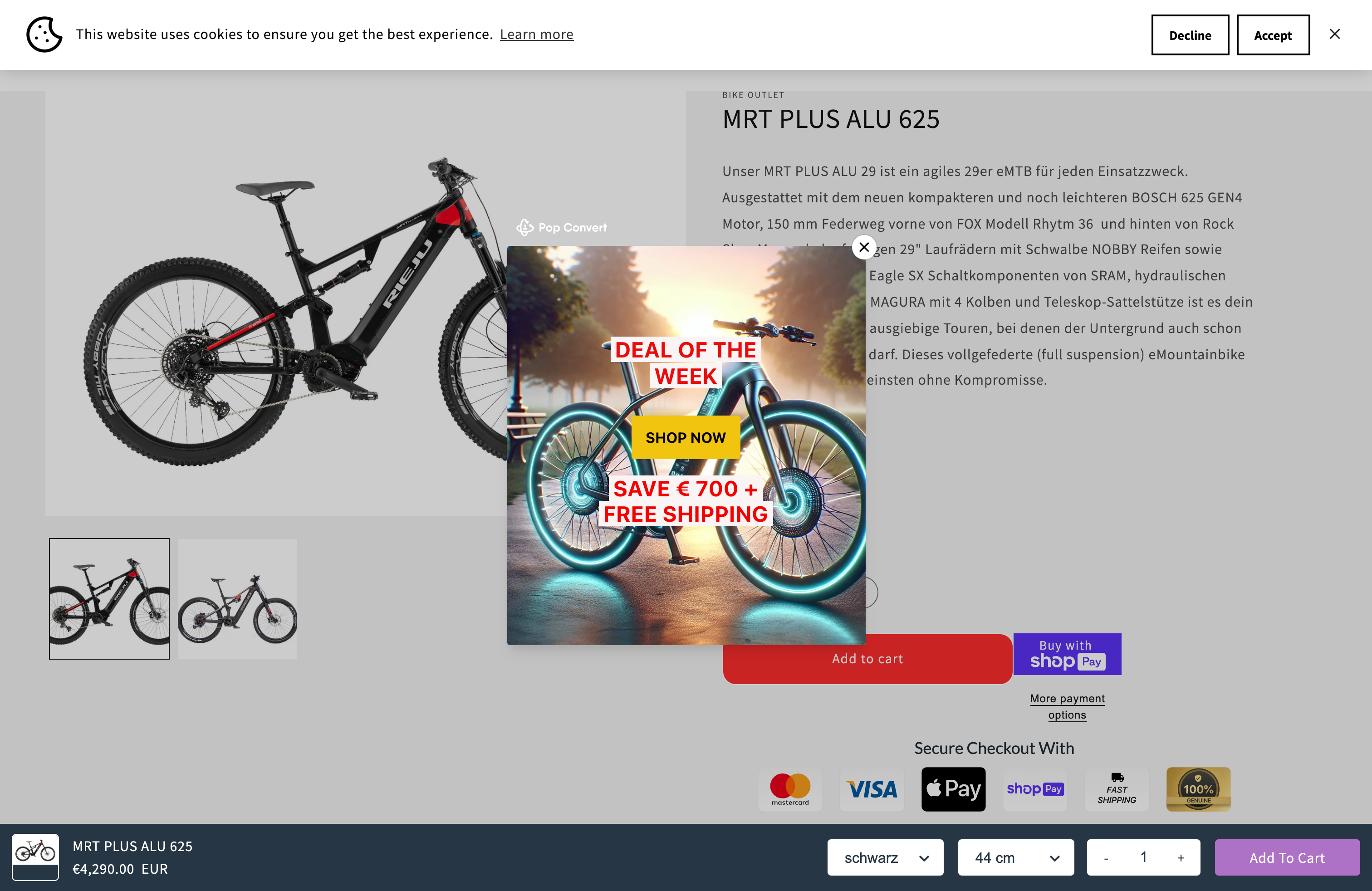 Custom pages on website - Bike Outlet screenshot 5