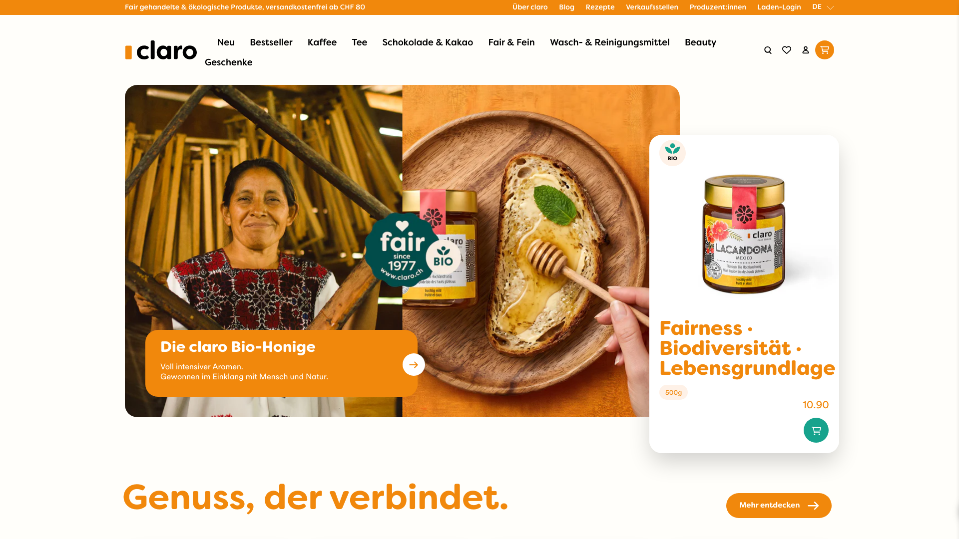 Entwicklung Onlineshop für Fairtrade Marke CLARO