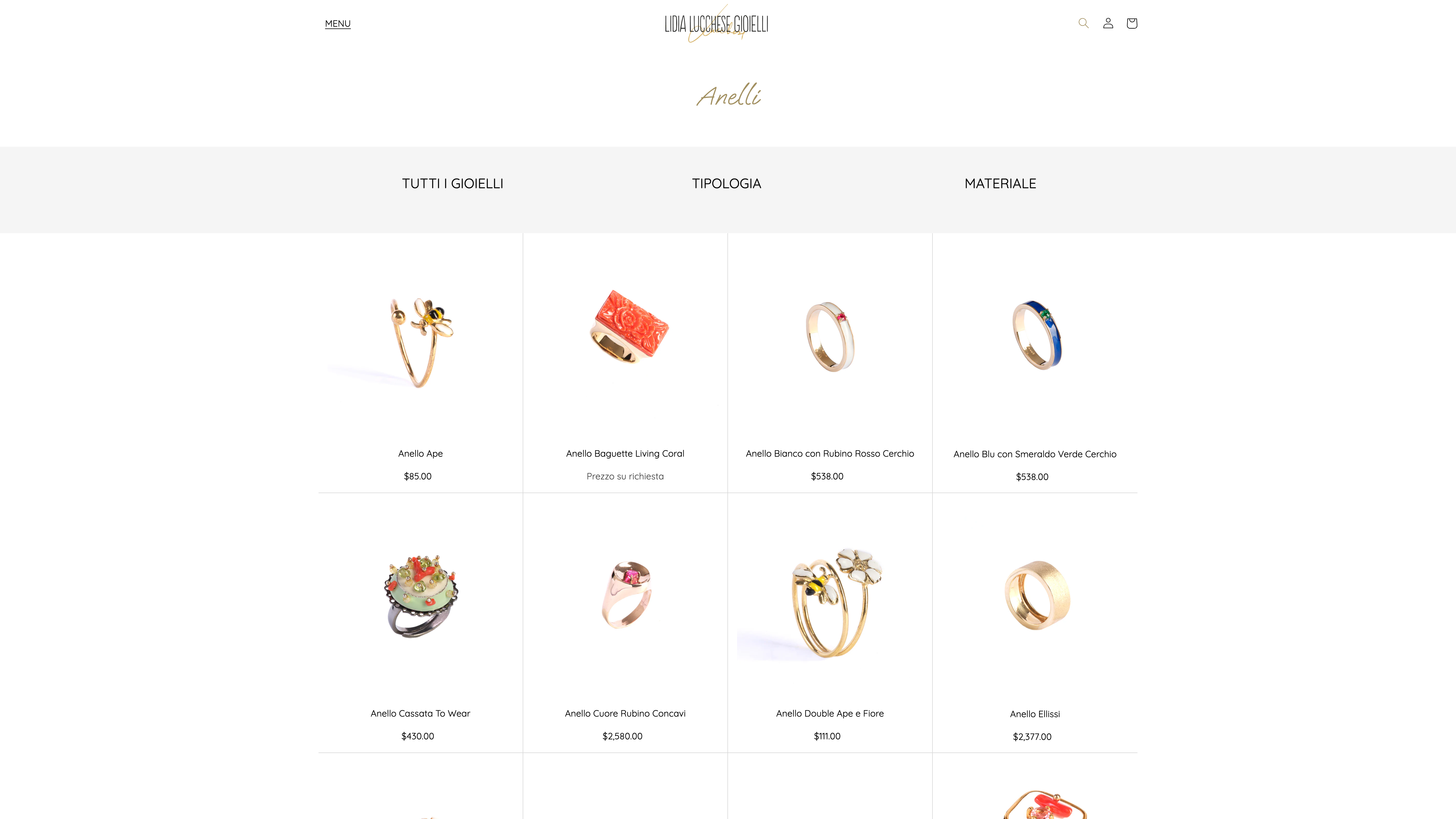 Custom Website Design for Lidia Lucchese's Artisan Jewelry Boutique