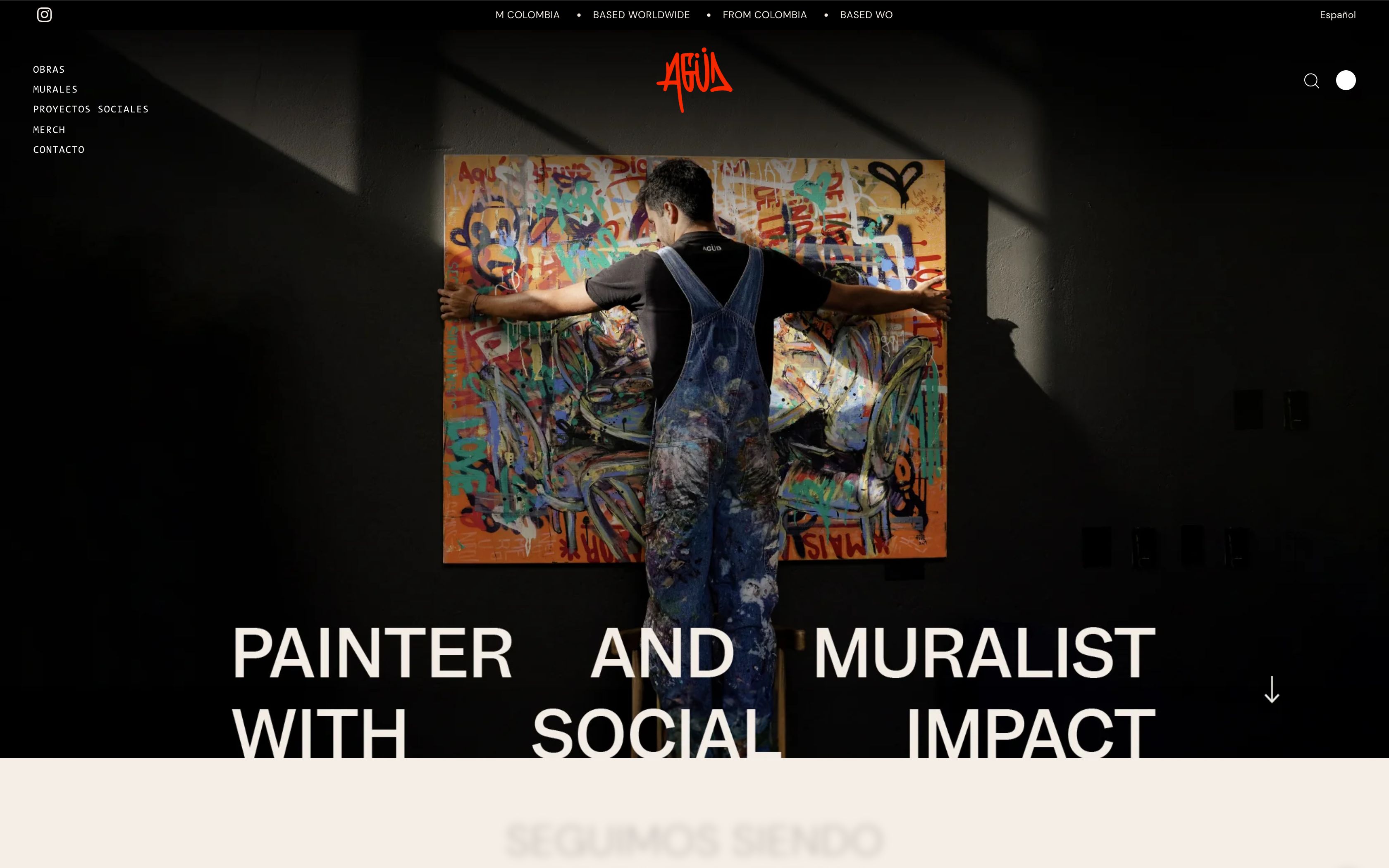 Web design for painter and muralist AGÜD.  screenshot 7