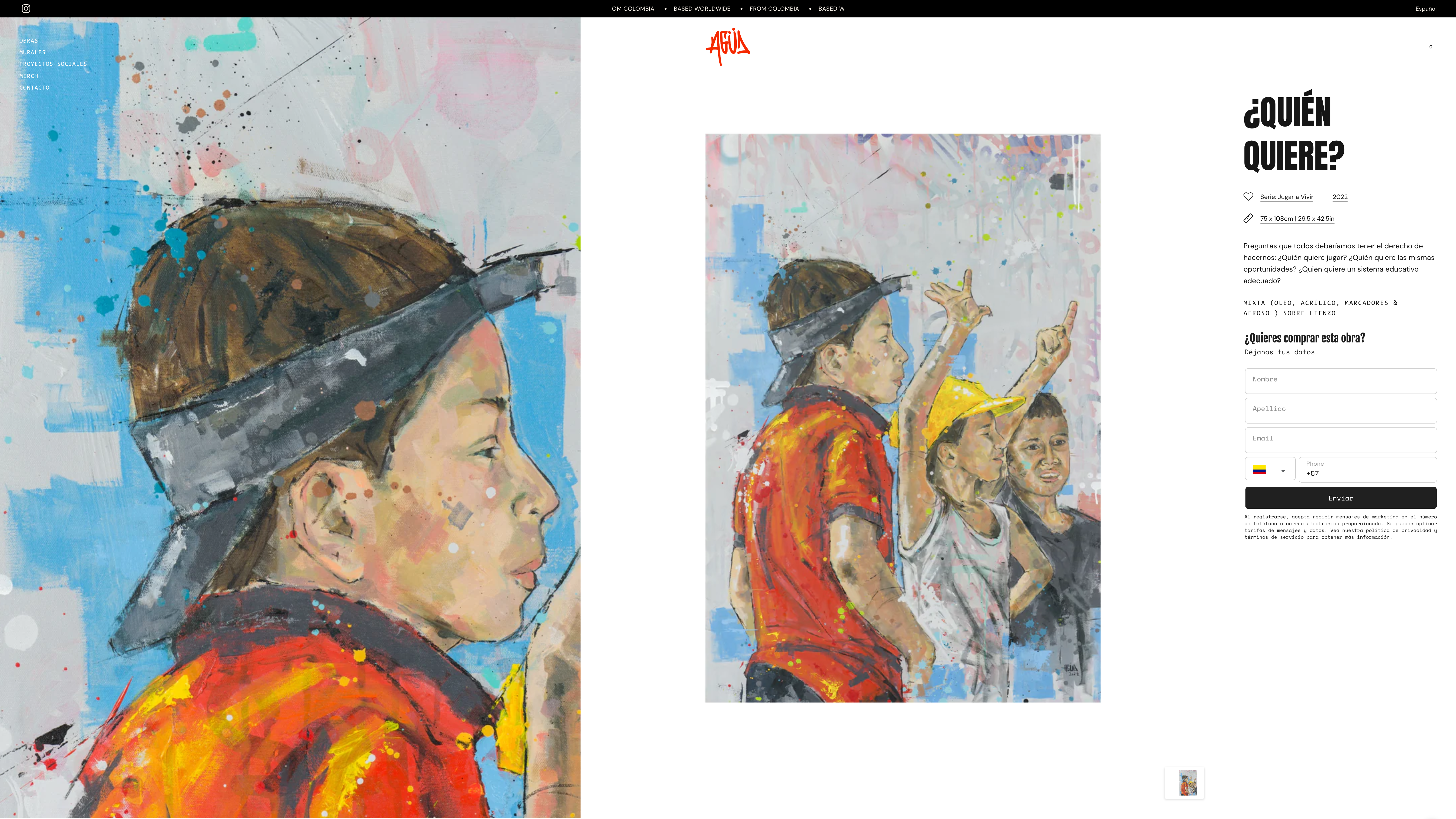Web design for painter and muralist AGÜD.  screenshot 6