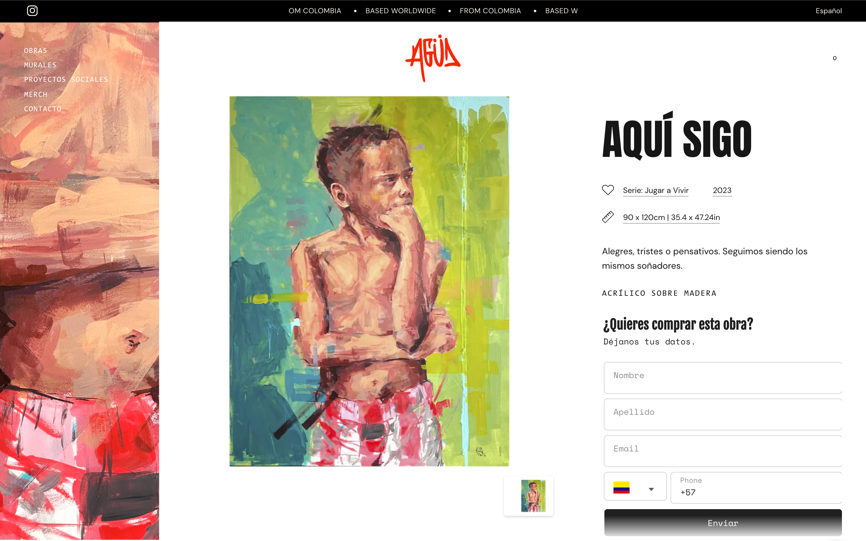 Web design for painter and muralist AGÜD.  screenshot 3