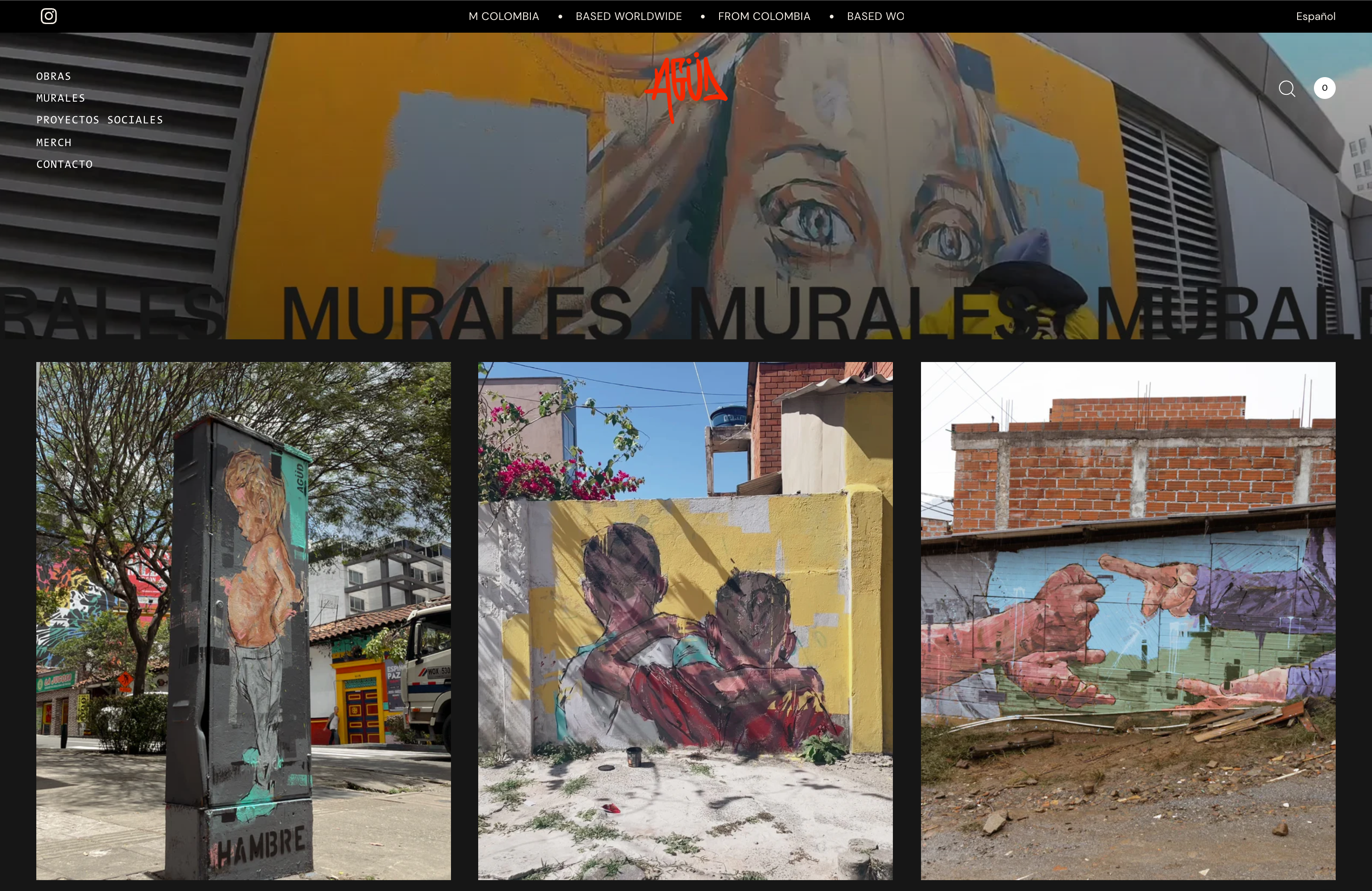Web design for painter and muralist AGÜD.  screenshot 5