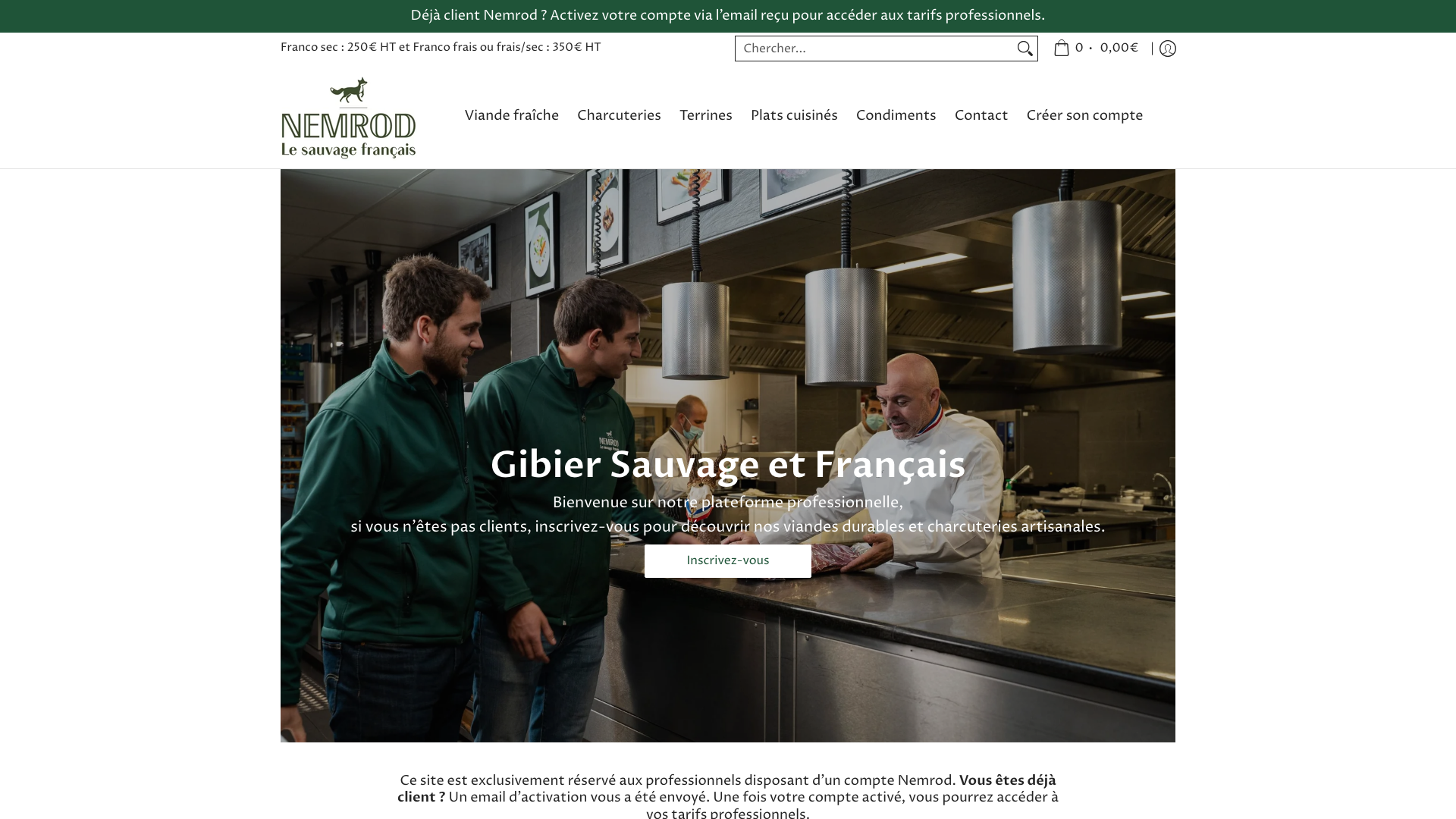Portail de commande B2B pour Nemrod, distributeur de viandes