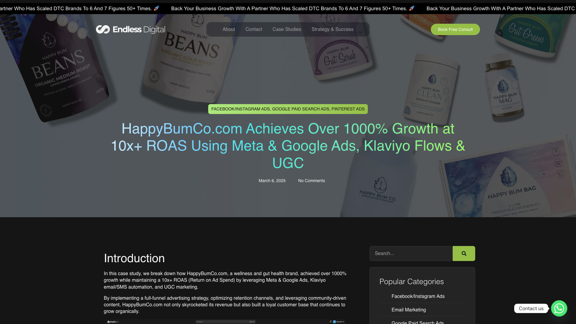 HappyBumCo.com Achieves Over 1000% Growth at 10x+ ROAS Using Meta Ads