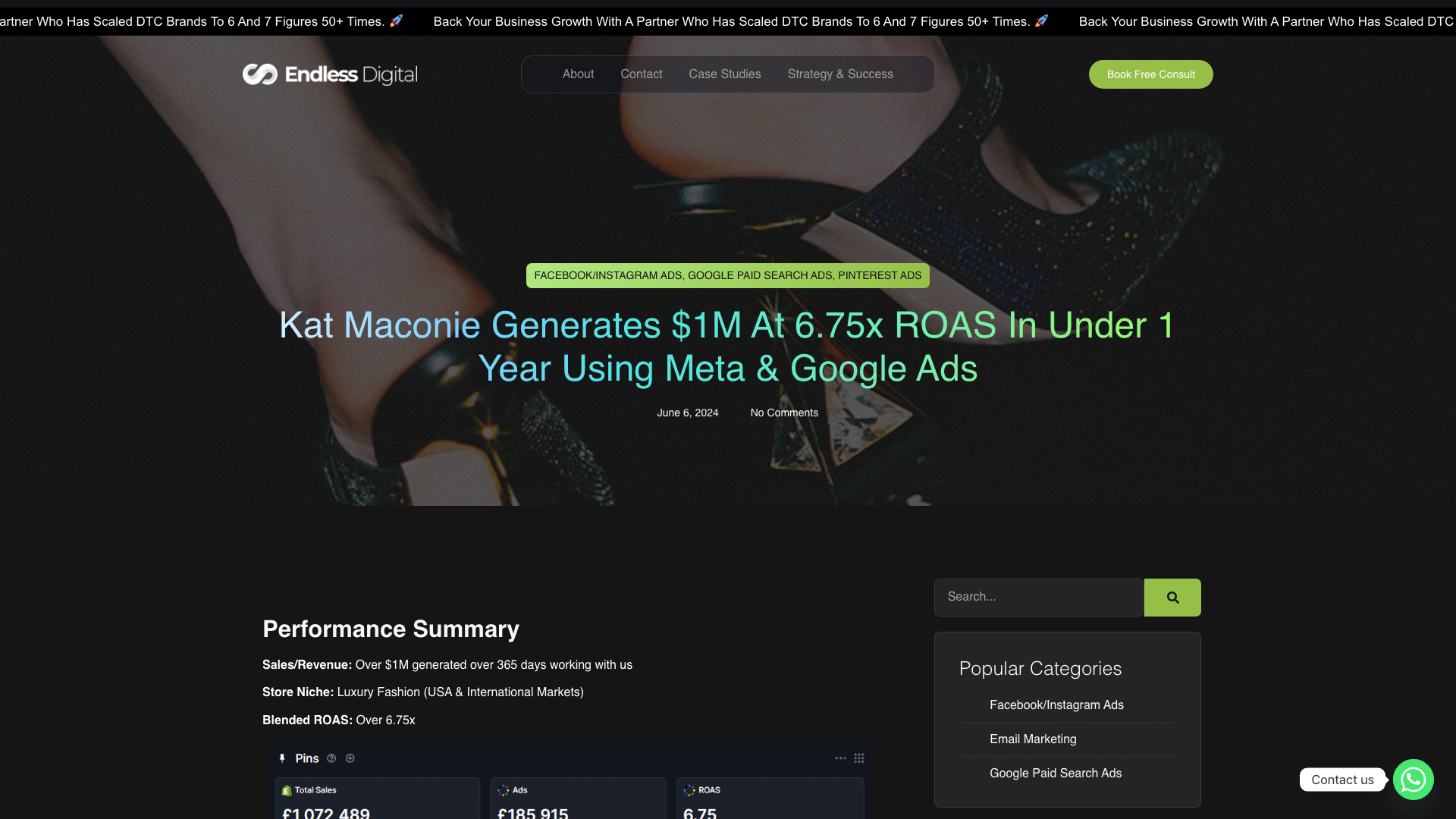$1M Generated At 6.75x ROAS In Under 1 Year For Luxury Fashion Brand screenshot