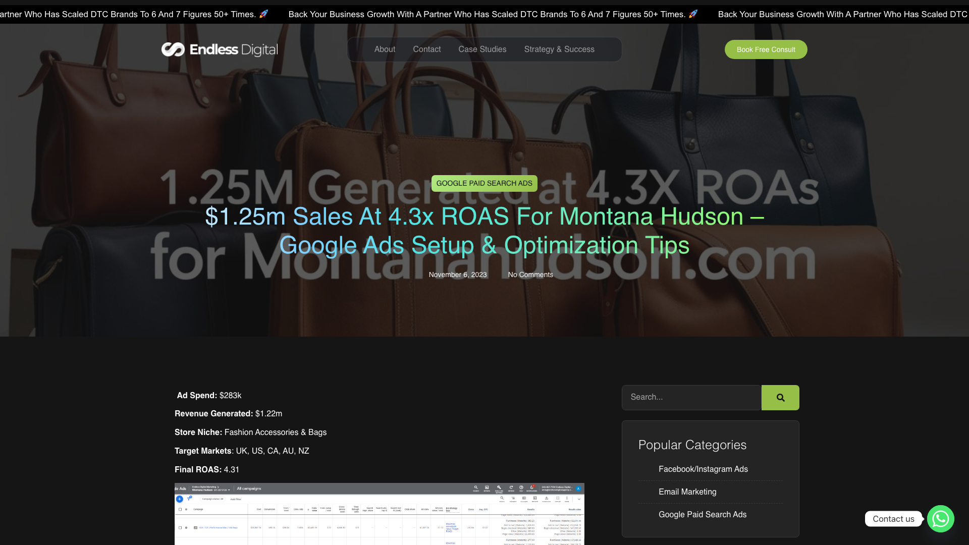 Generating $1.2M at a 4.2x ROAS using Google Ads for MontanaHudson.com