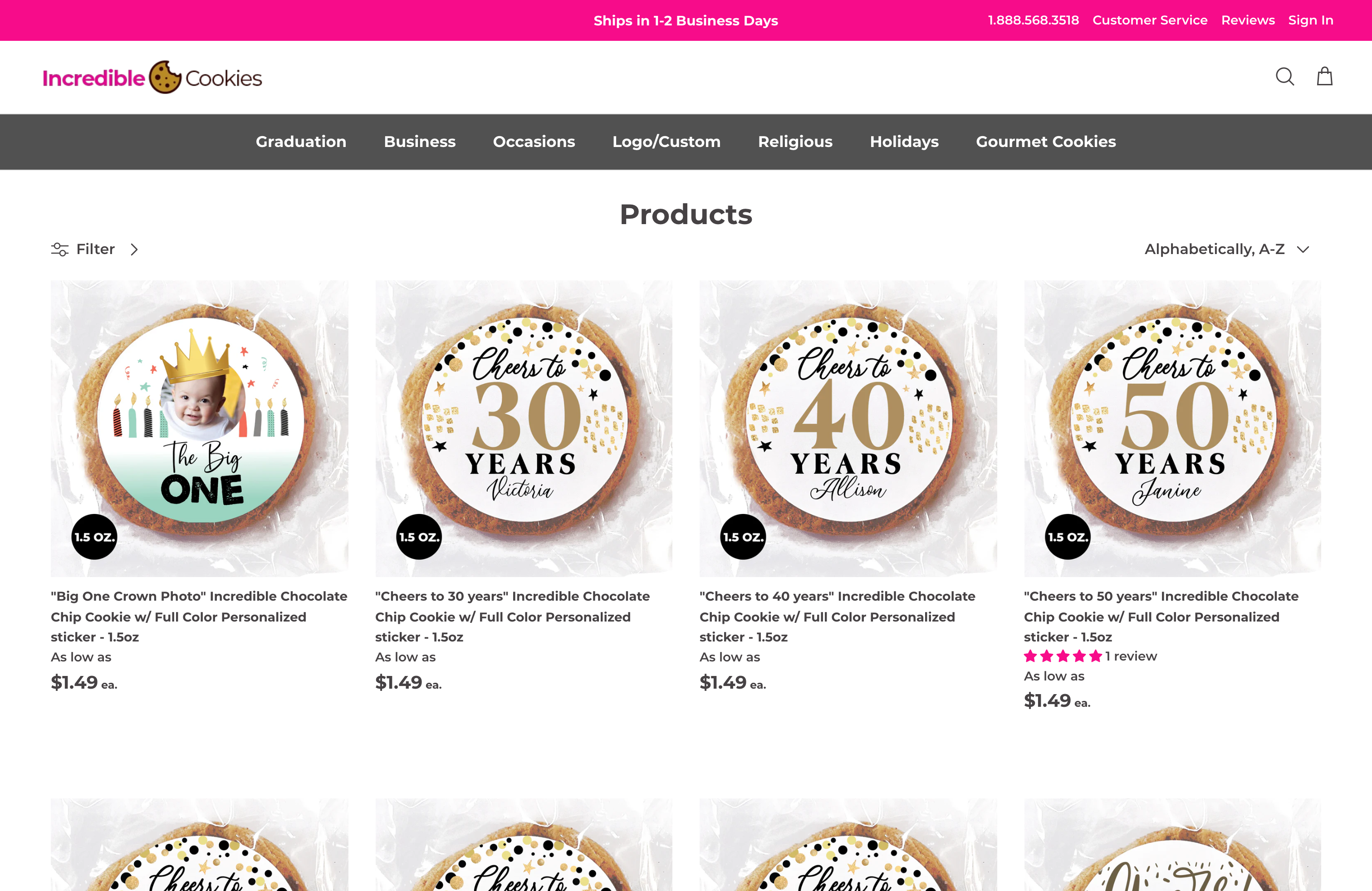 Incredible Cookies - Custom Cookie E-Commerce with Personalized Design screenshot