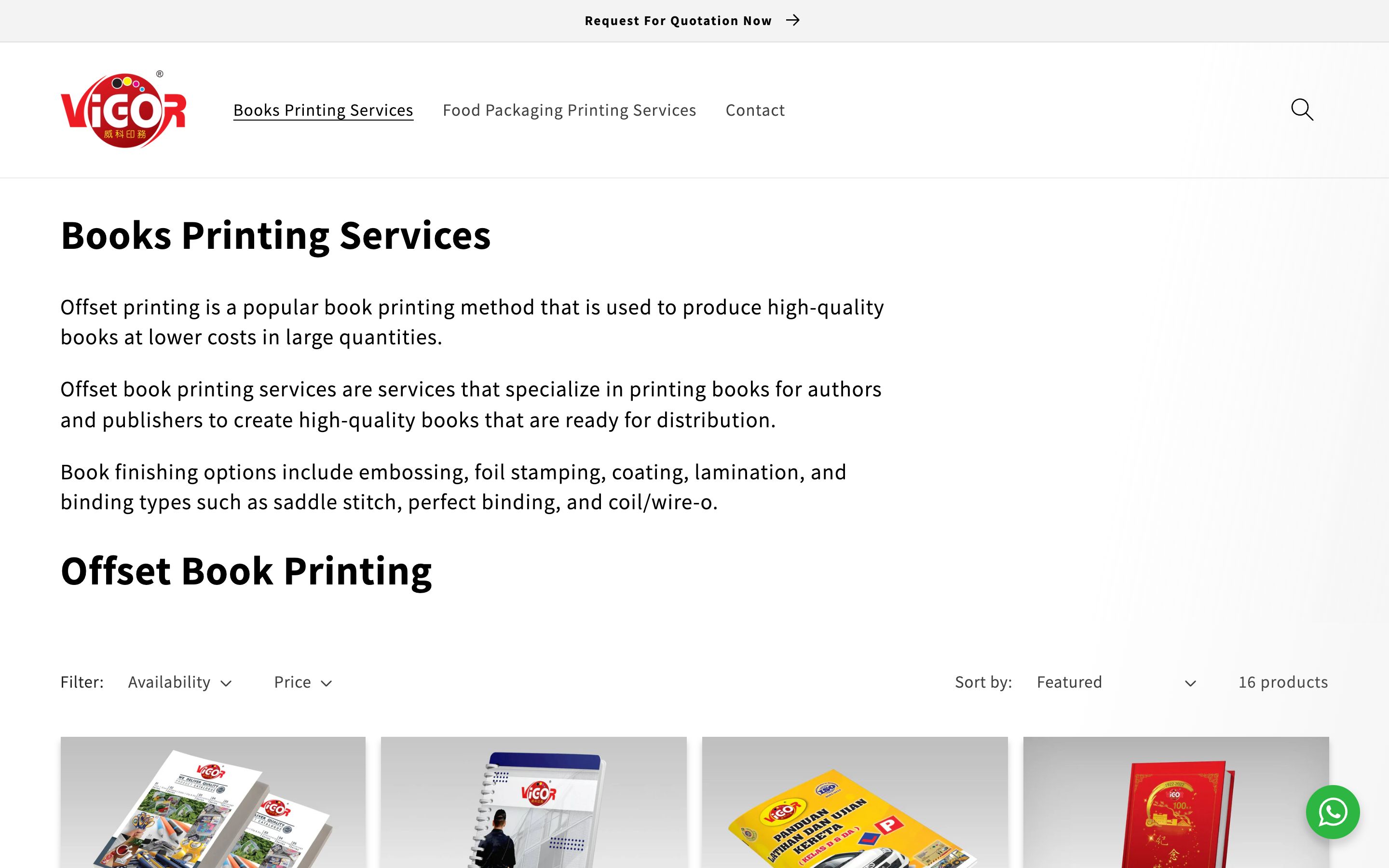 ViGOR Printing - Custom book printing & food packaging services screenshot 2