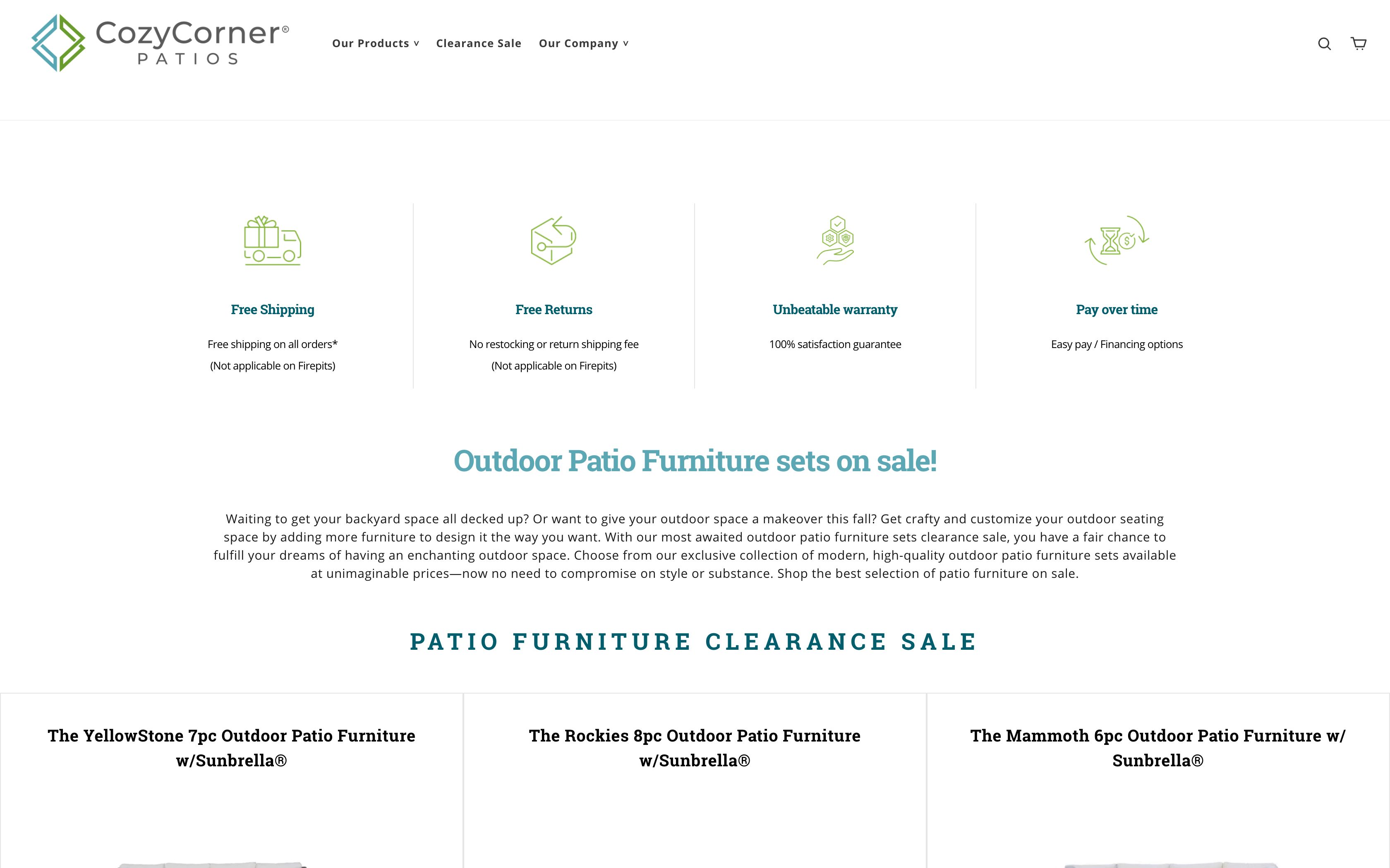 Cozy Corner Patios - USA based Furniture Brand screenshot 3