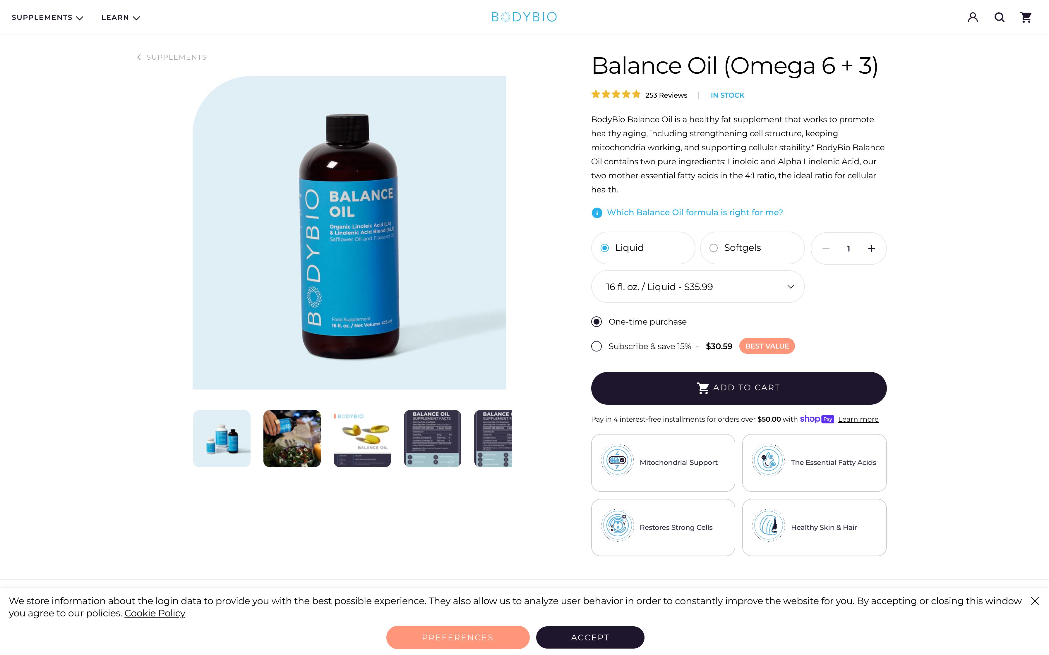 BodyBio Shopify Plus Website screenshot 5