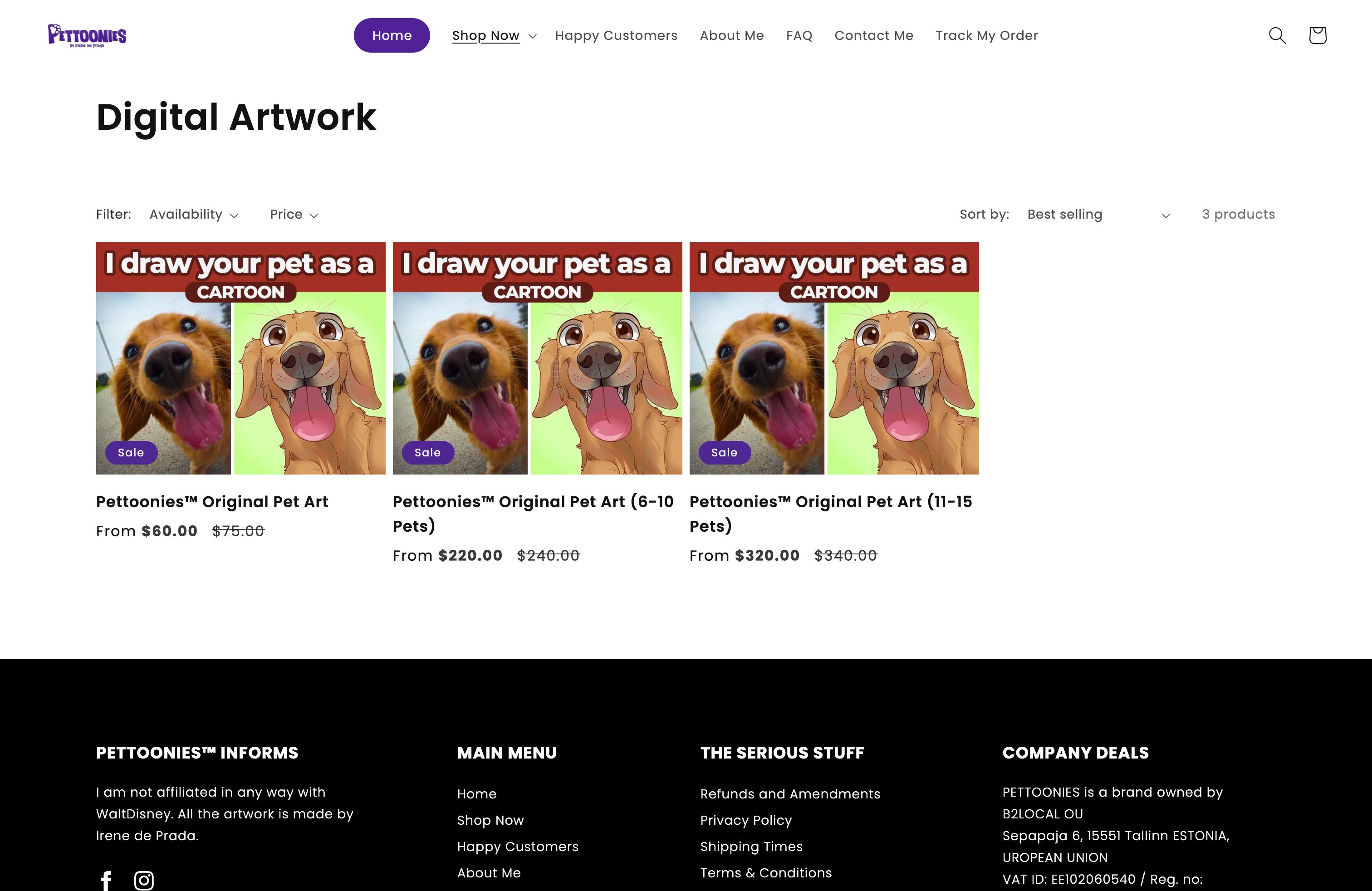 Custom Handmade Pet Portraits at Pettoonies