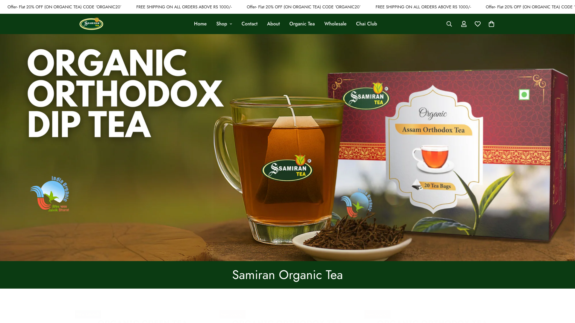 Samiran Tea Assam – Shopify Store for Certified Organic Teas