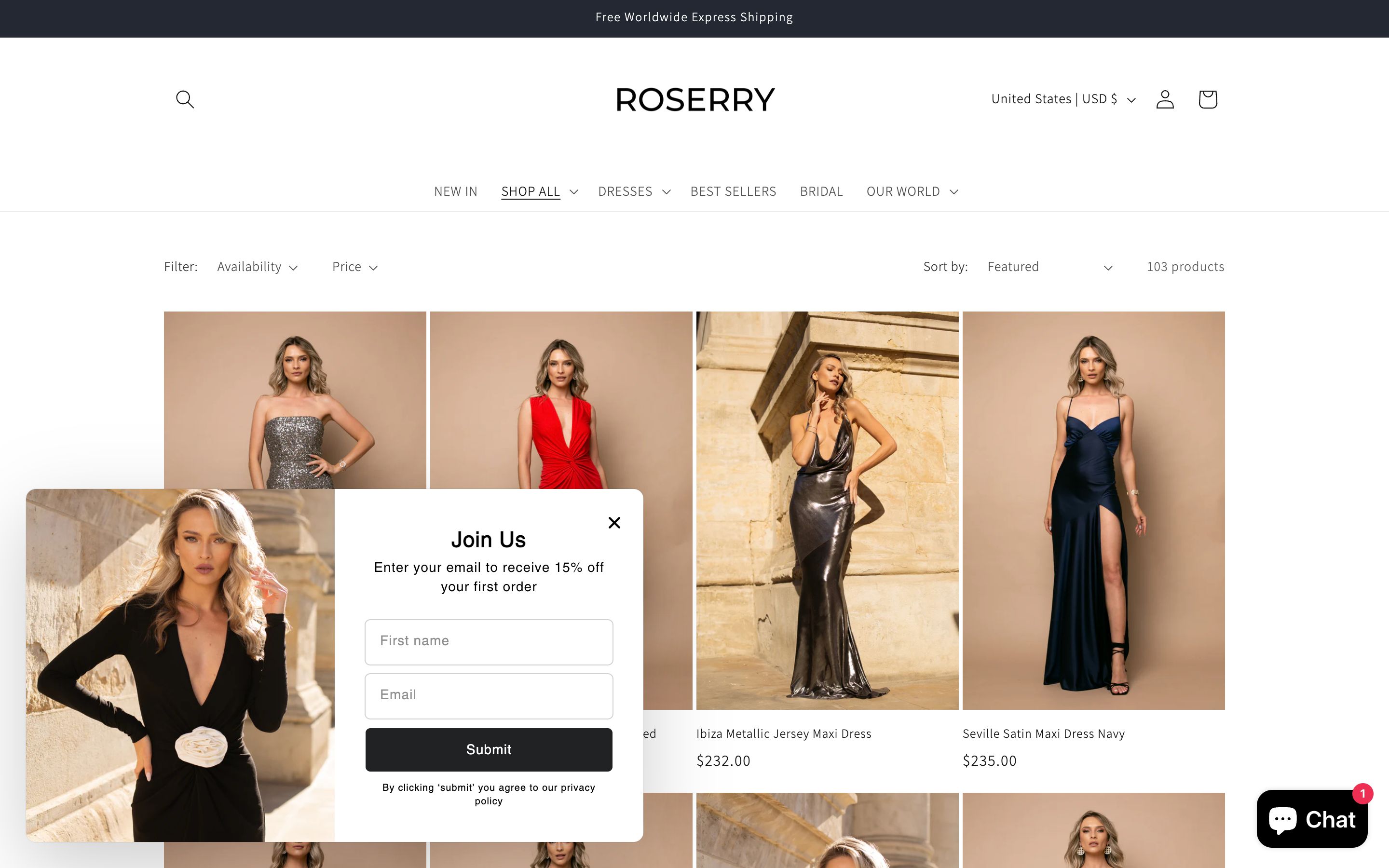 Roserry.com - Romanian Fashion Brand for exclusive dresses screenshot 2