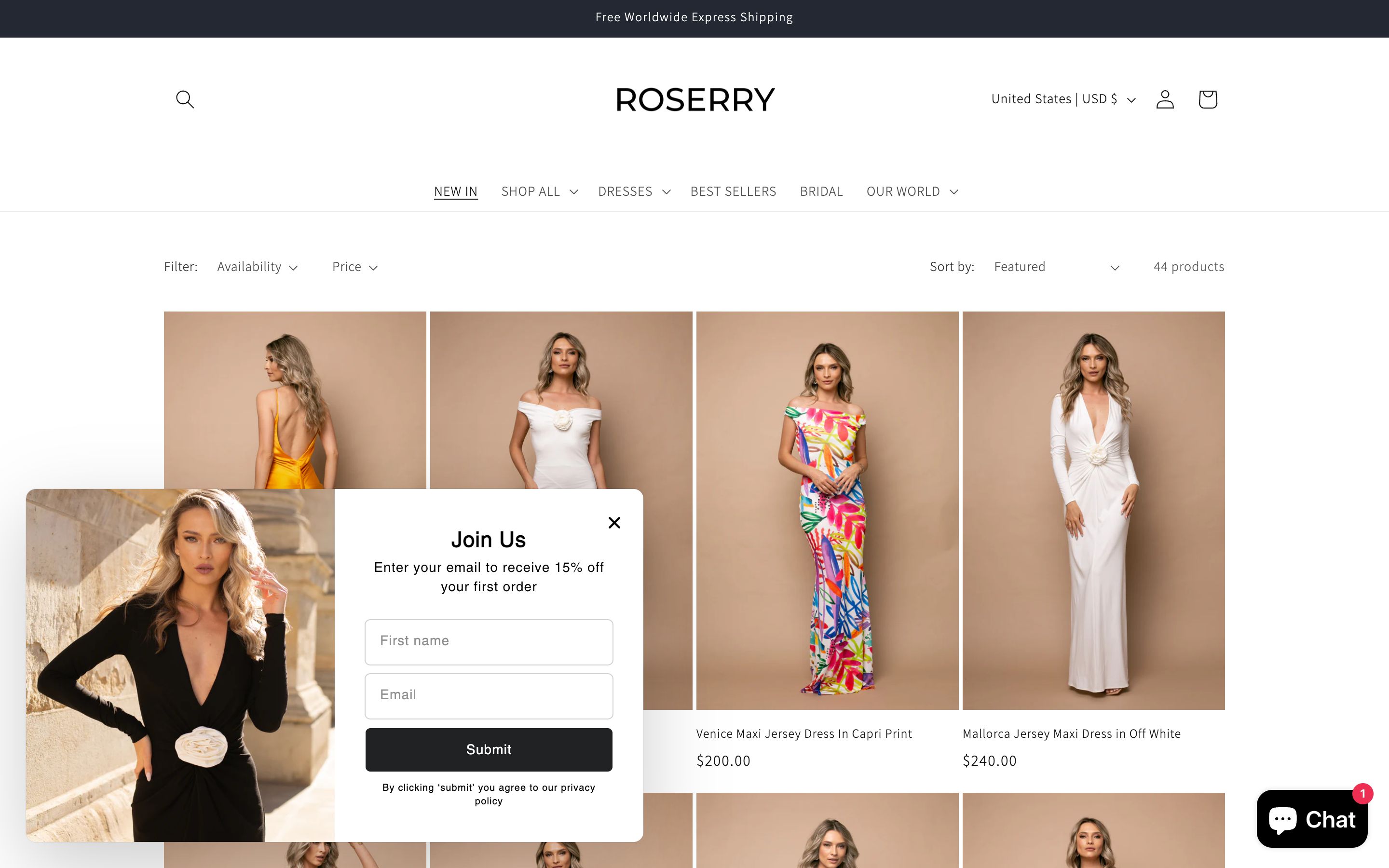 Roserry.com - Romanian Fashion Brand for exclusive dresses screenshot