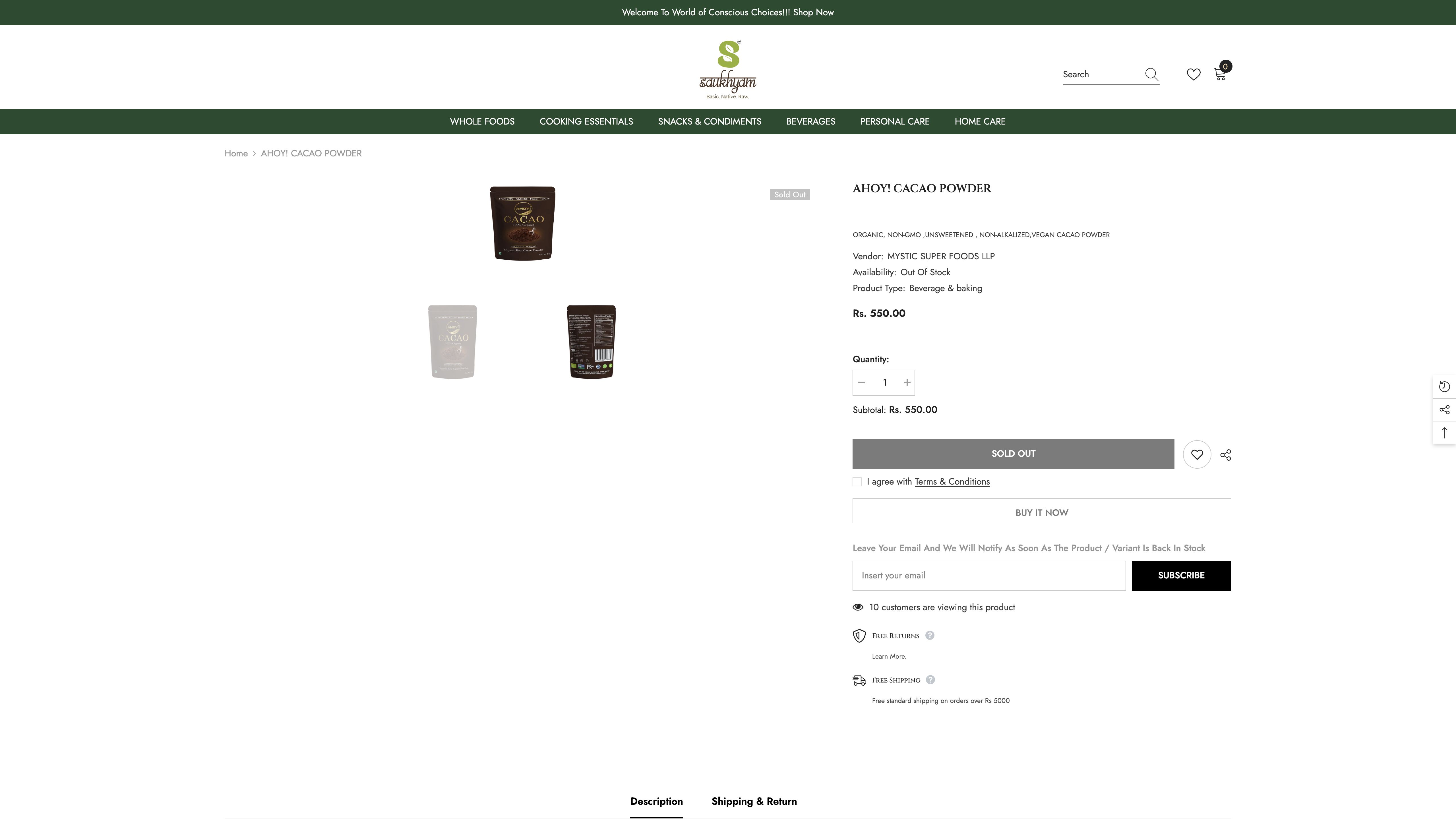 Food & Beverages Store-( https://saukhyam.com/) screenshot