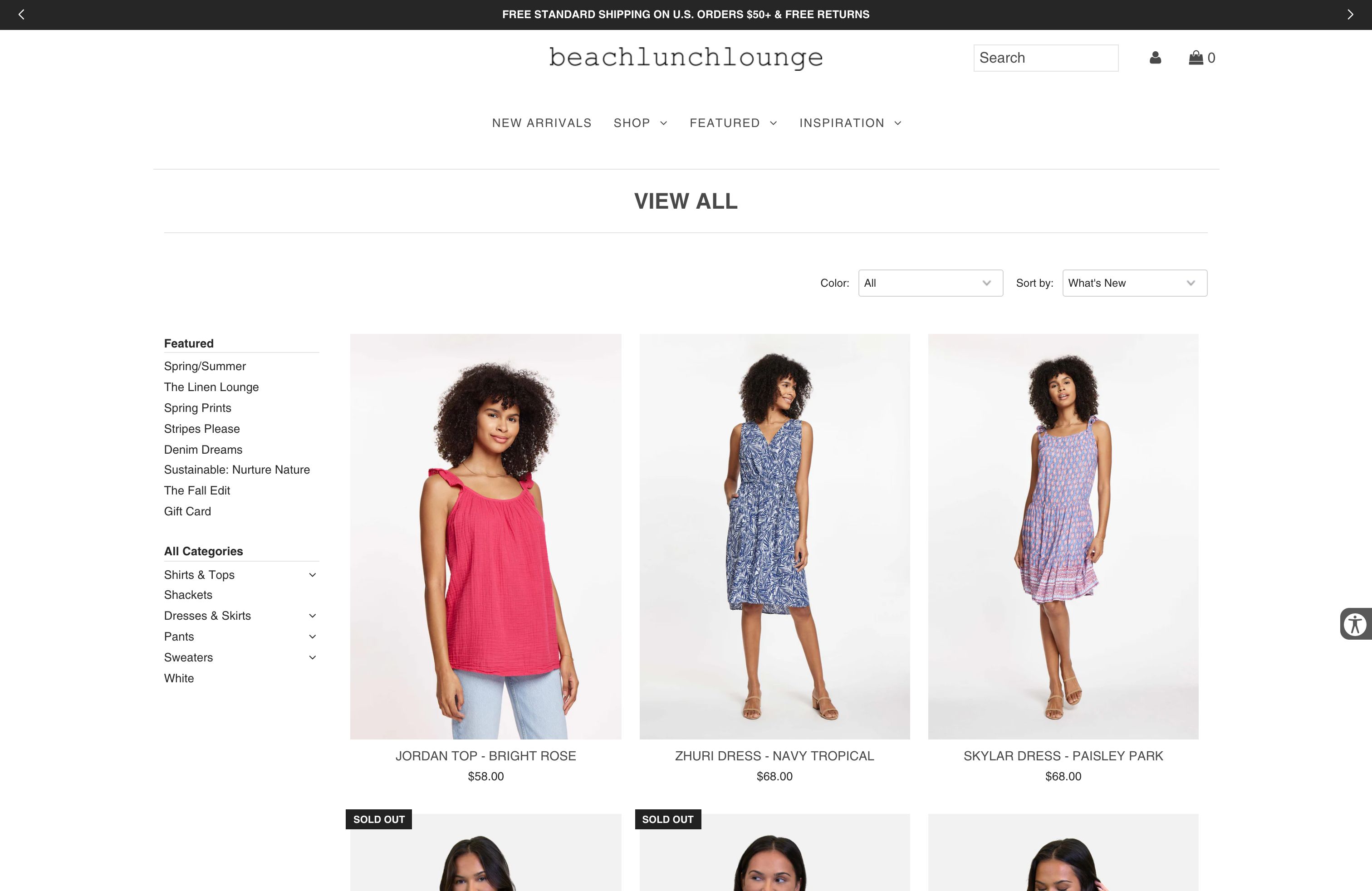 BeachLunchLounge Shopify Store Design and Development screenshot