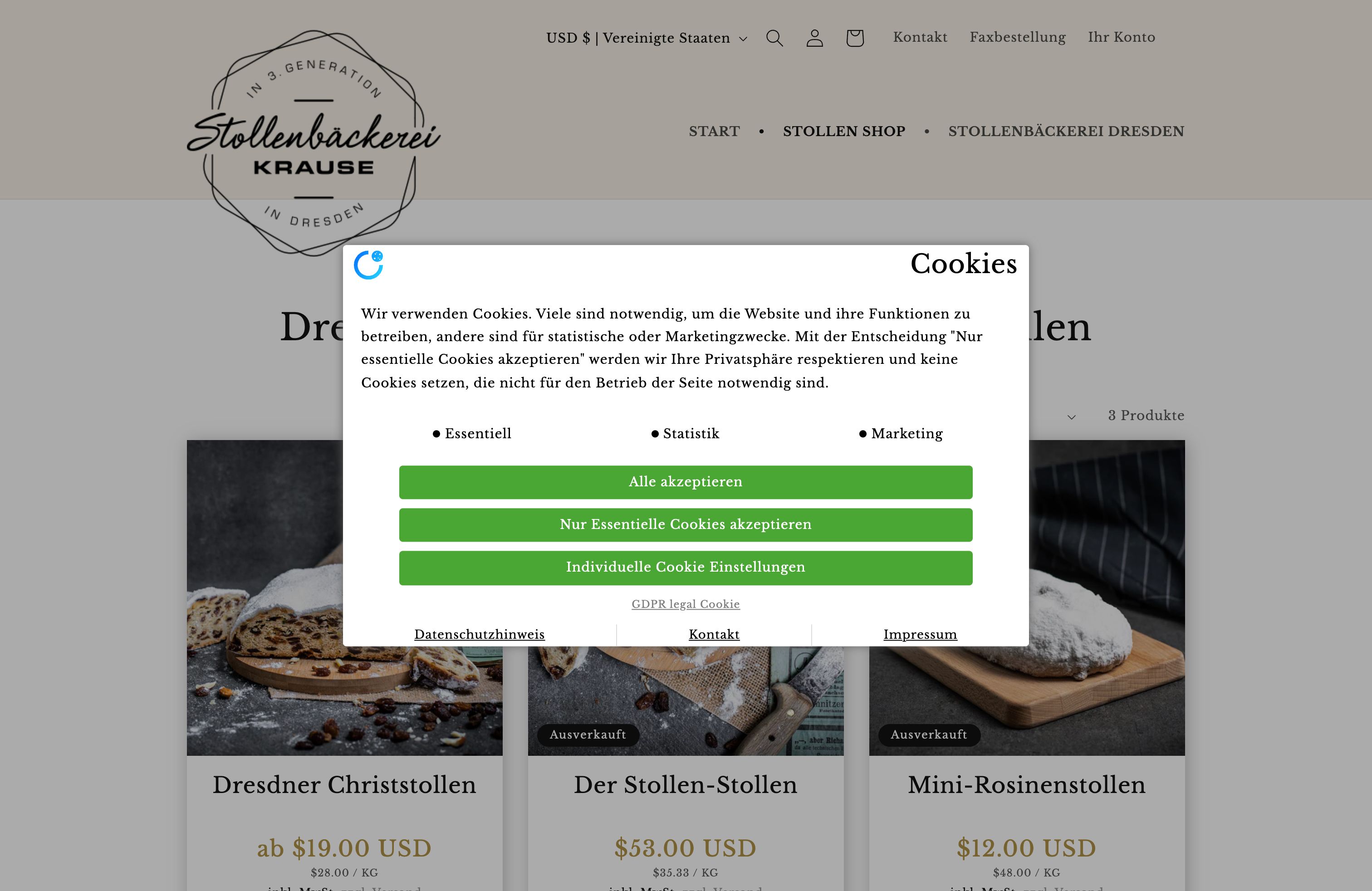 Migration zu Shopify - stollenbaeckerei-krause.de screenshot 4