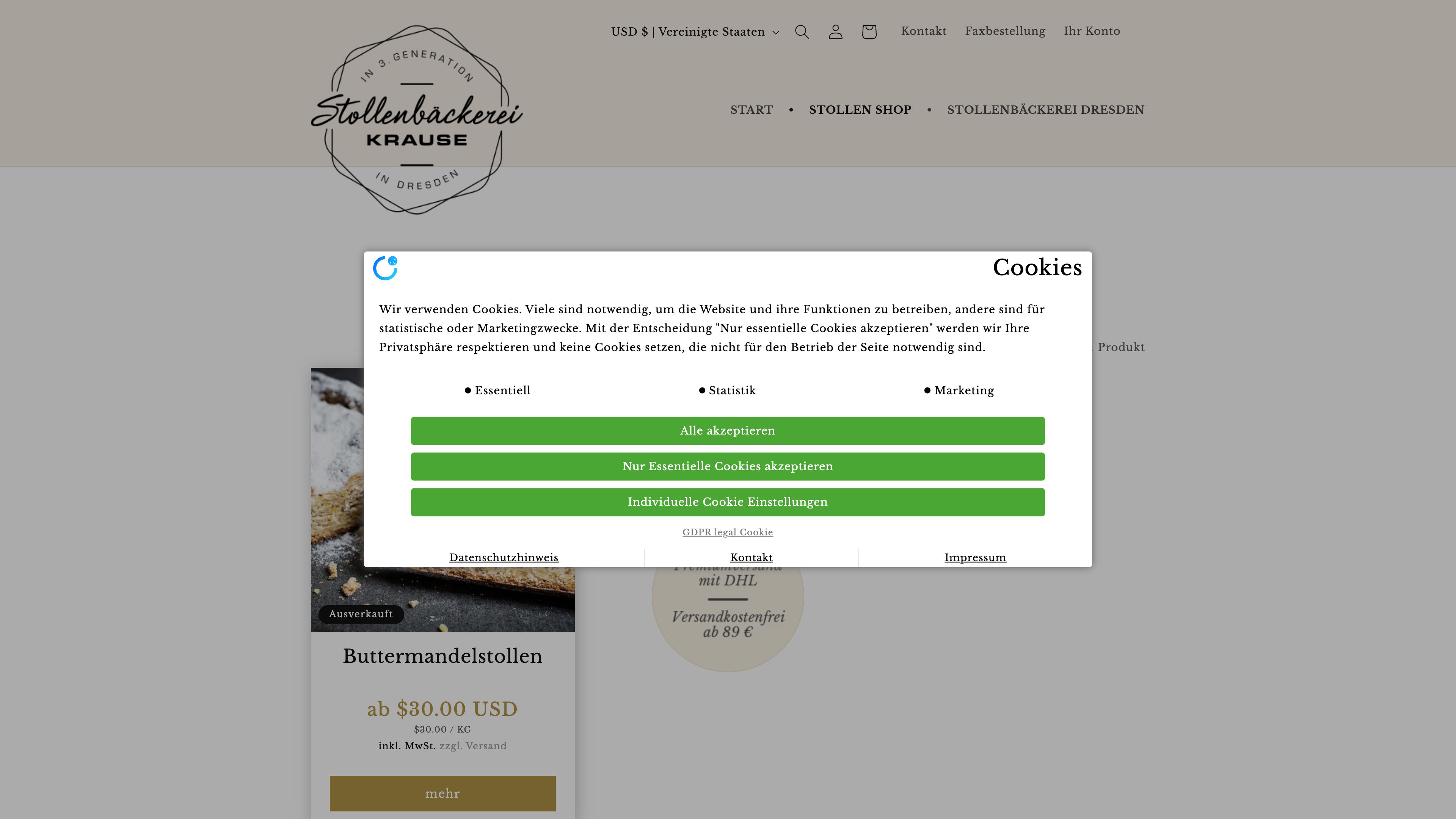 Migration zu Shopify - stollenbaeckerei-krause.de screenshot 2