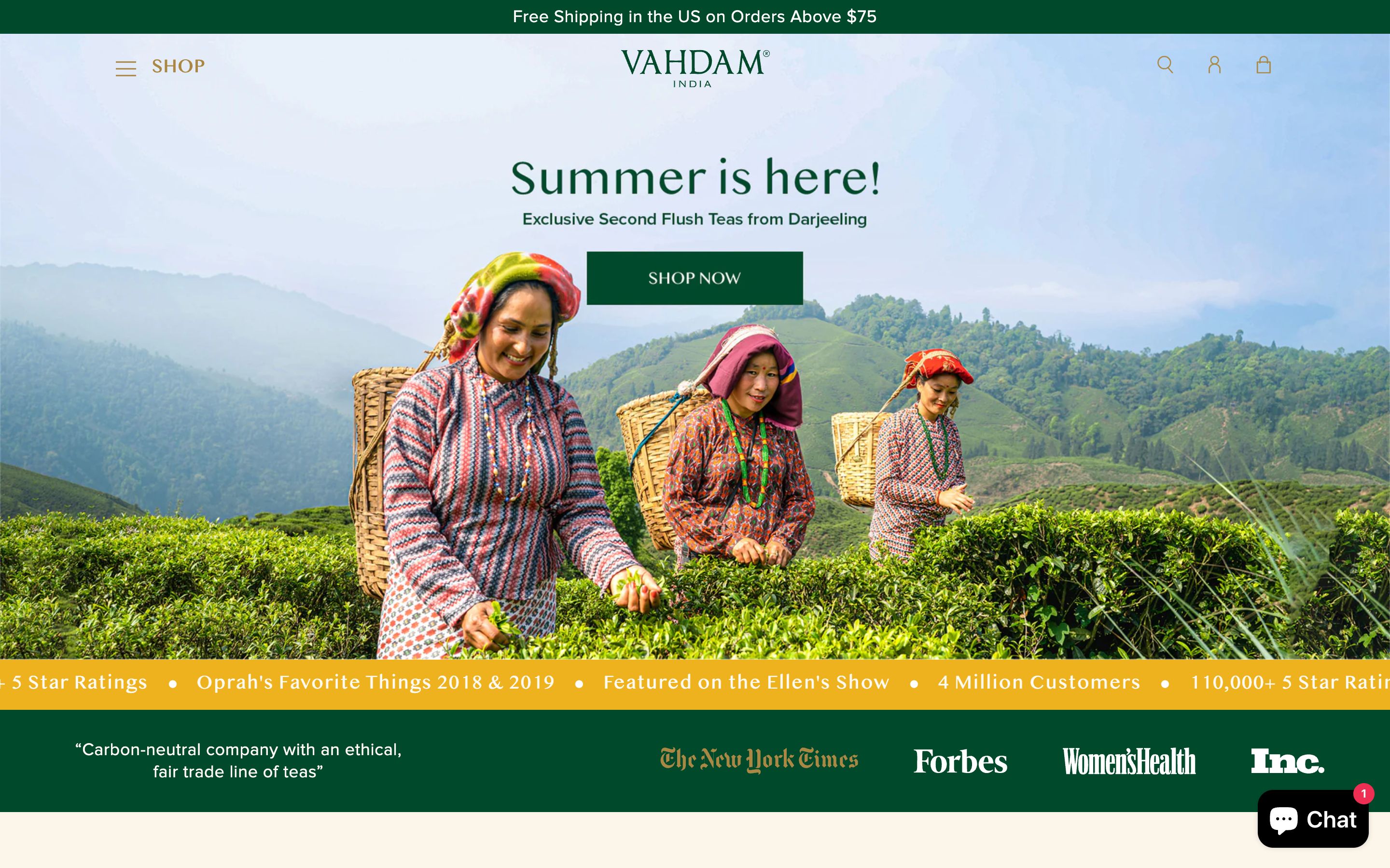 Vahdam Teas screenshot