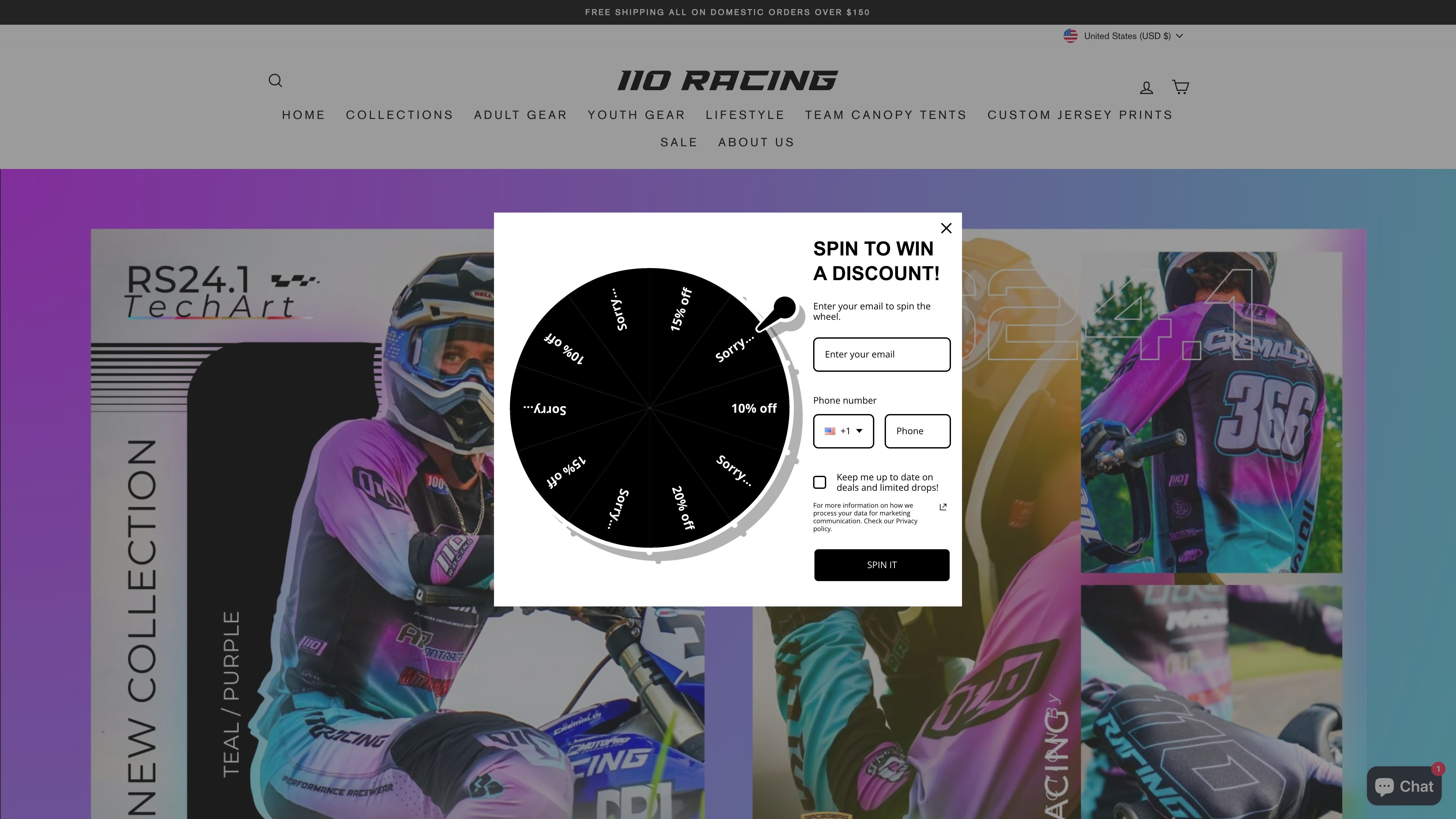 Custom Designed & Developed Store for 110 Racing screenshot 7