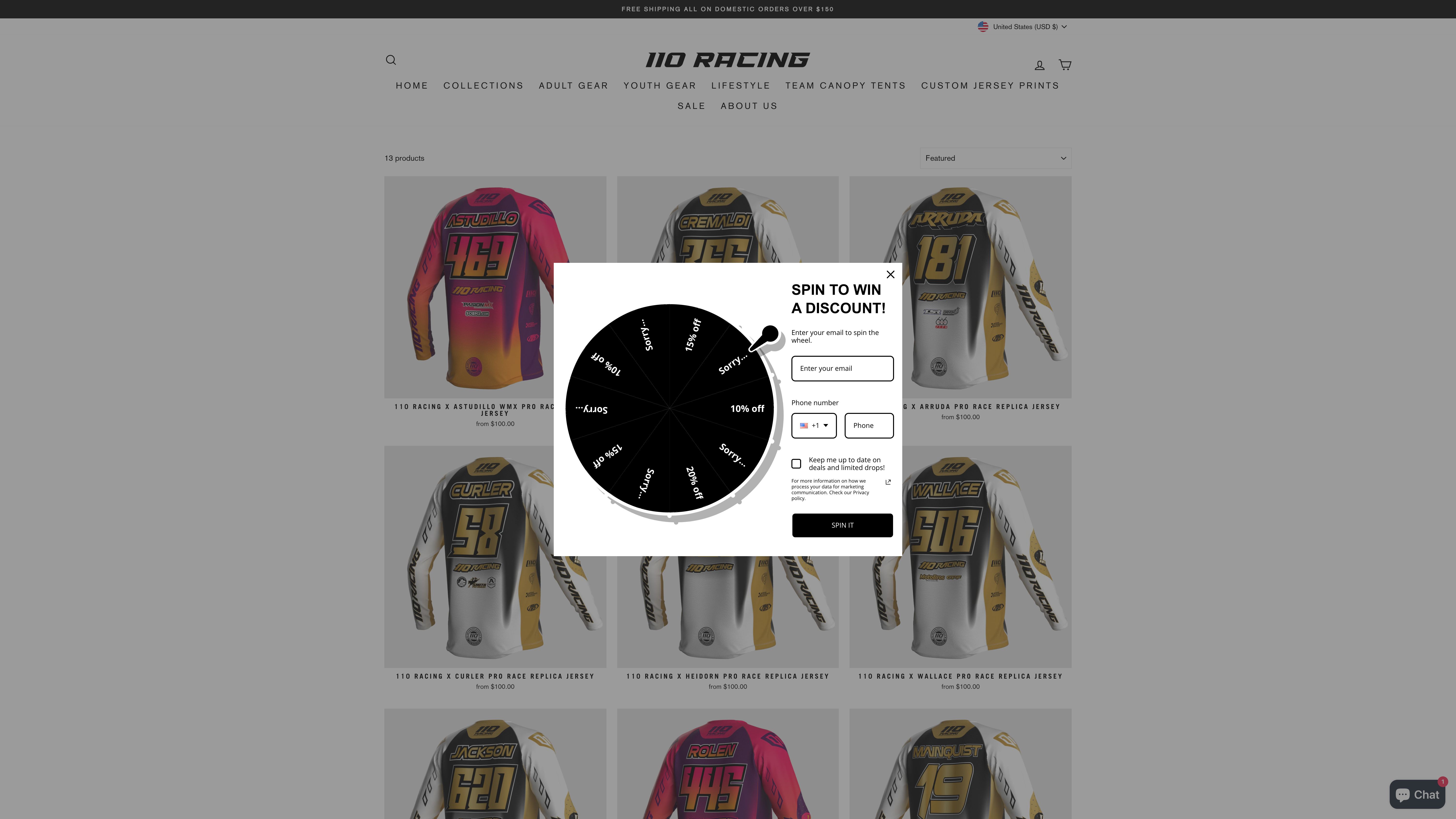 Custom Designed & Developed Store for 110 Racing screenshot 2