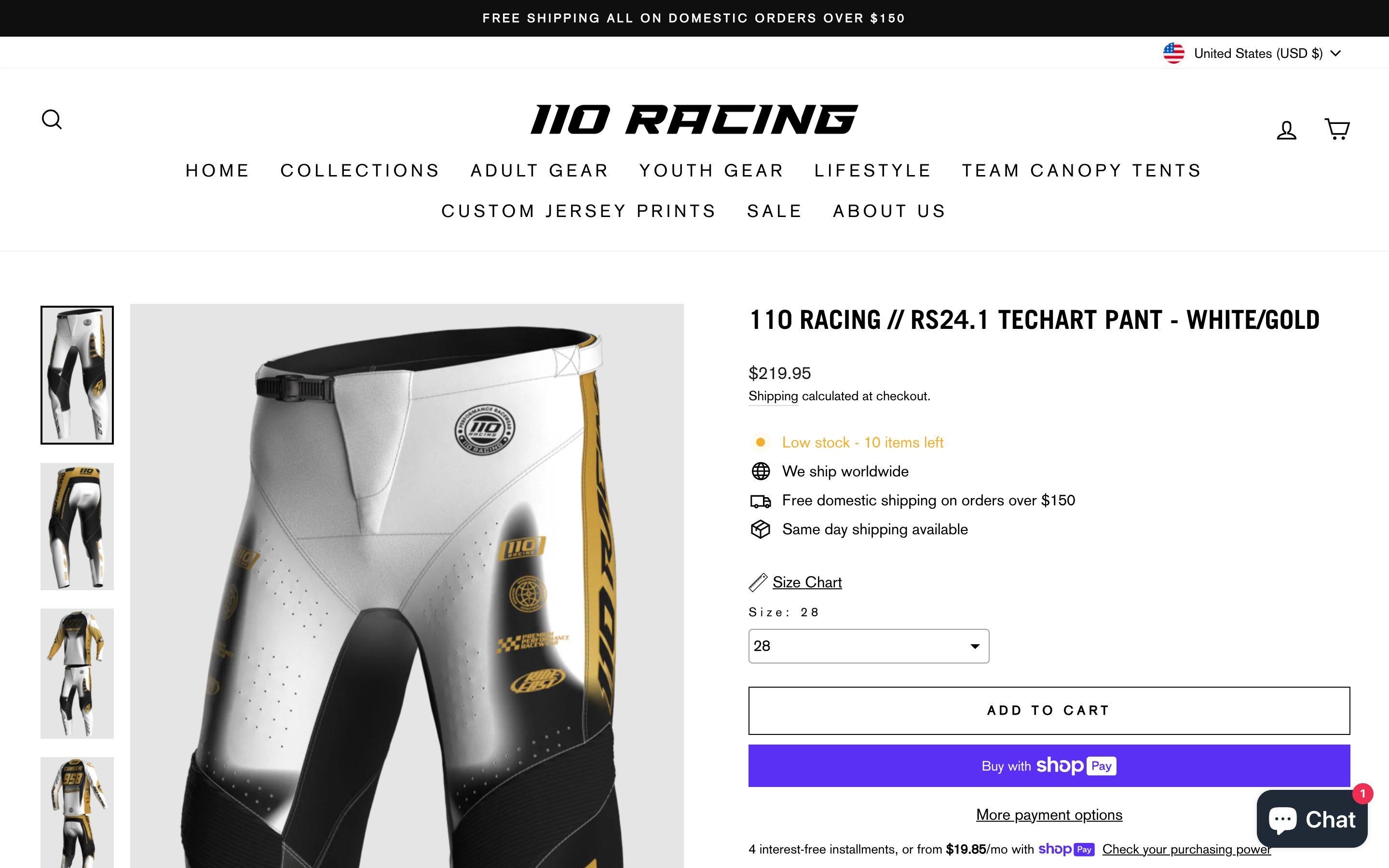 Custom Designed & Developed Store for 110 Racing screenshot 3