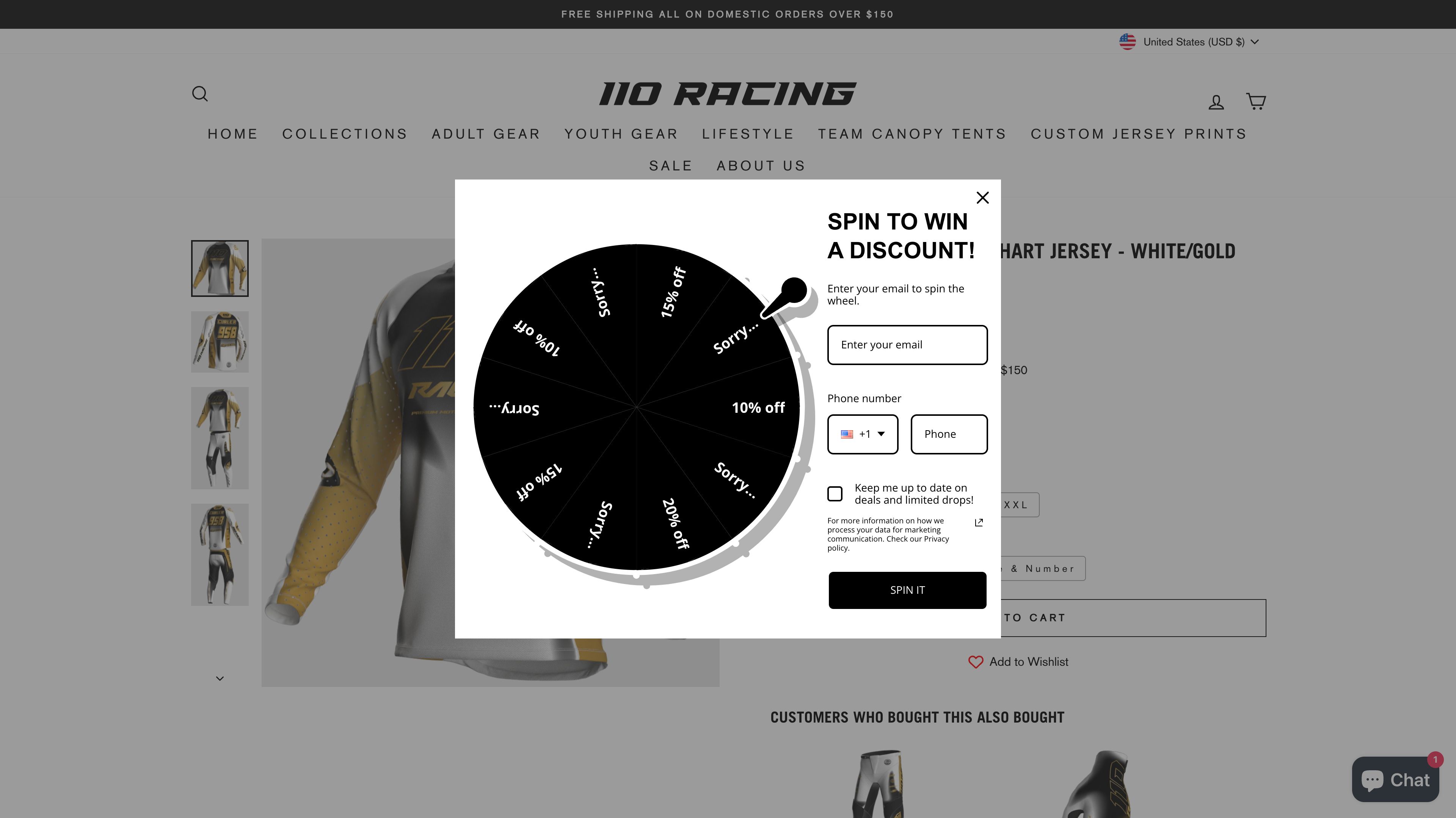 Custom Designed & Developed Store for 110 Racing screenshot 4