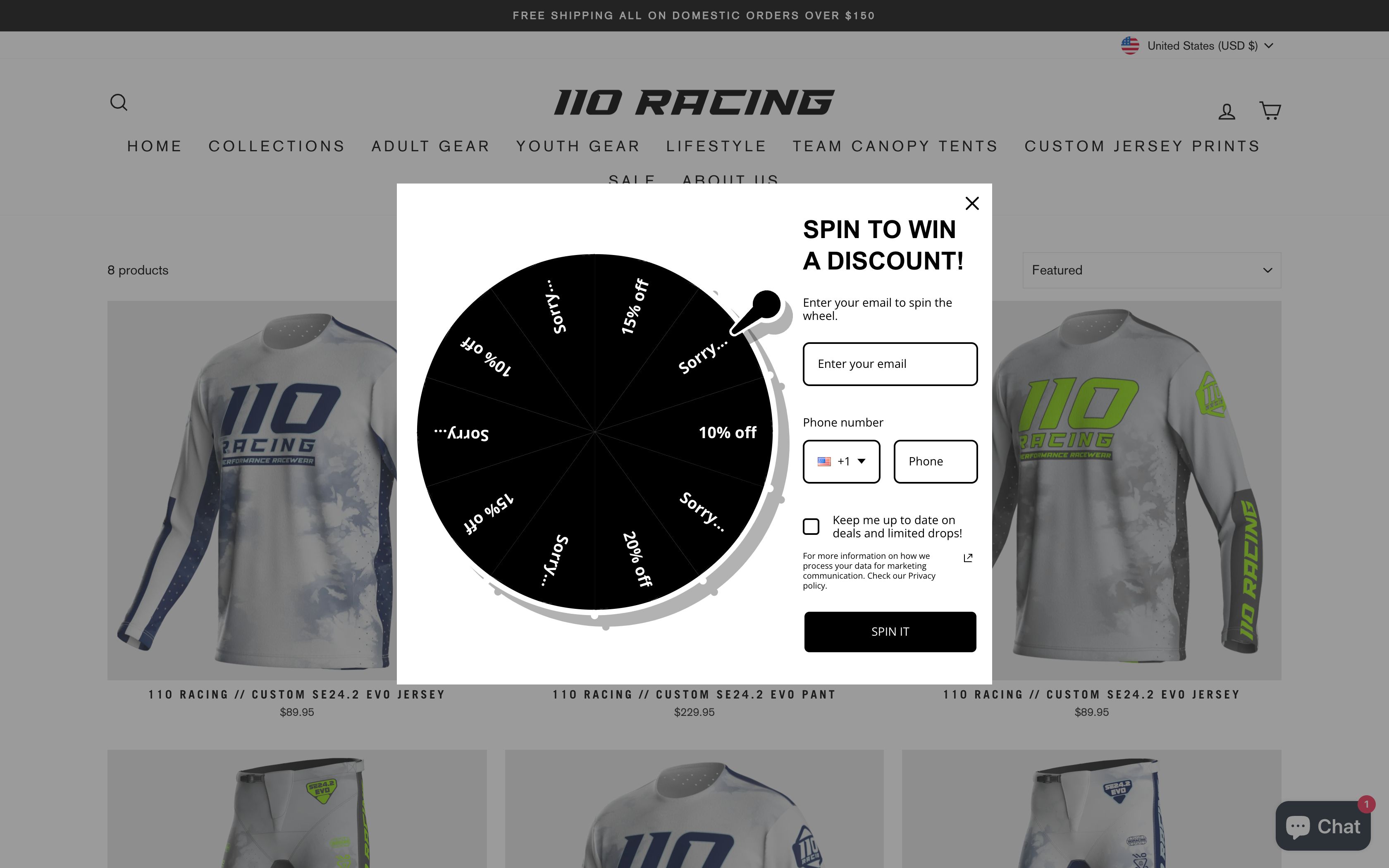 Custom Designed & Developed Store for 110 Racing screenshot 5