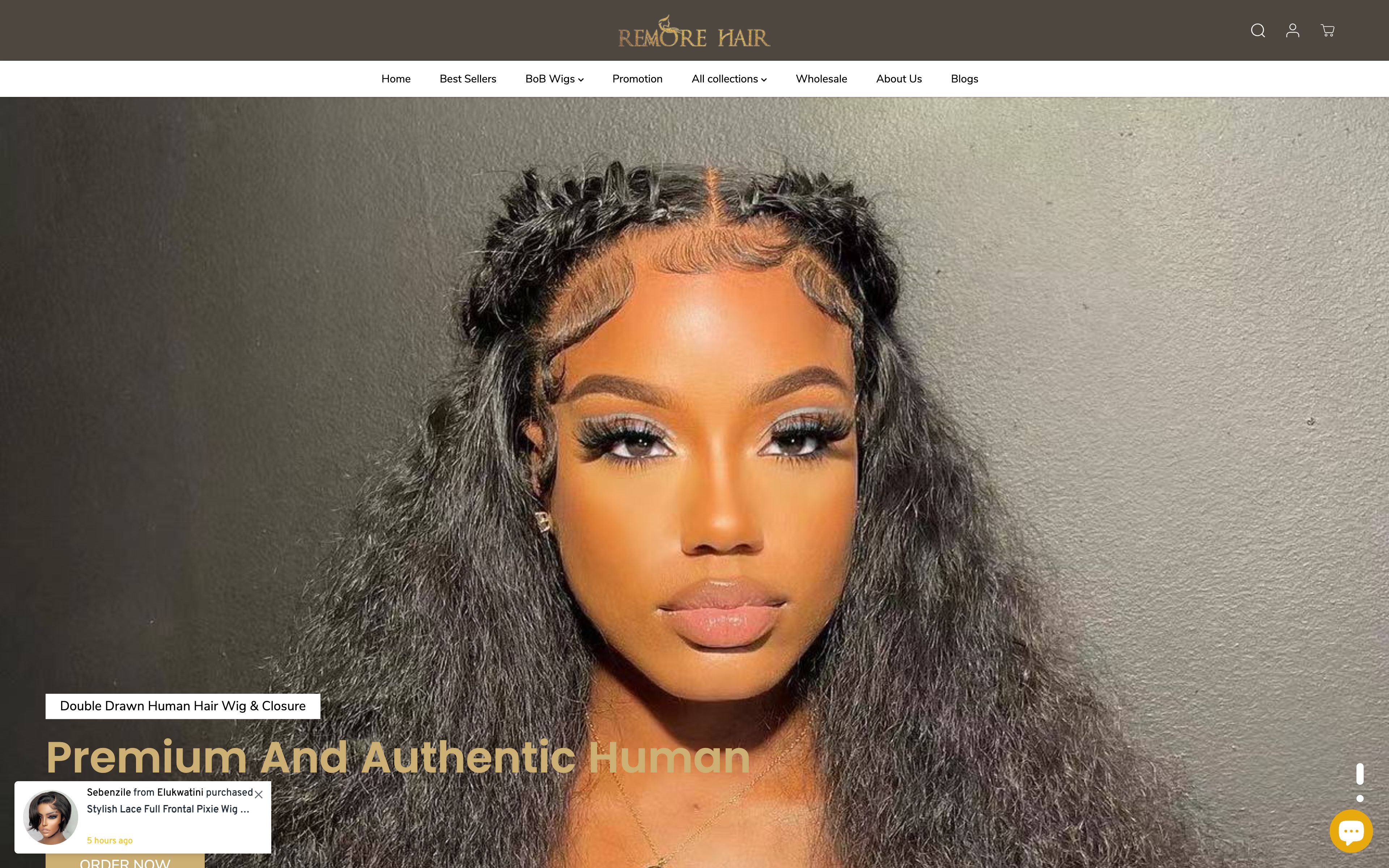 Online Retail of Premium and Authentic Human Hair Wigs screenshot