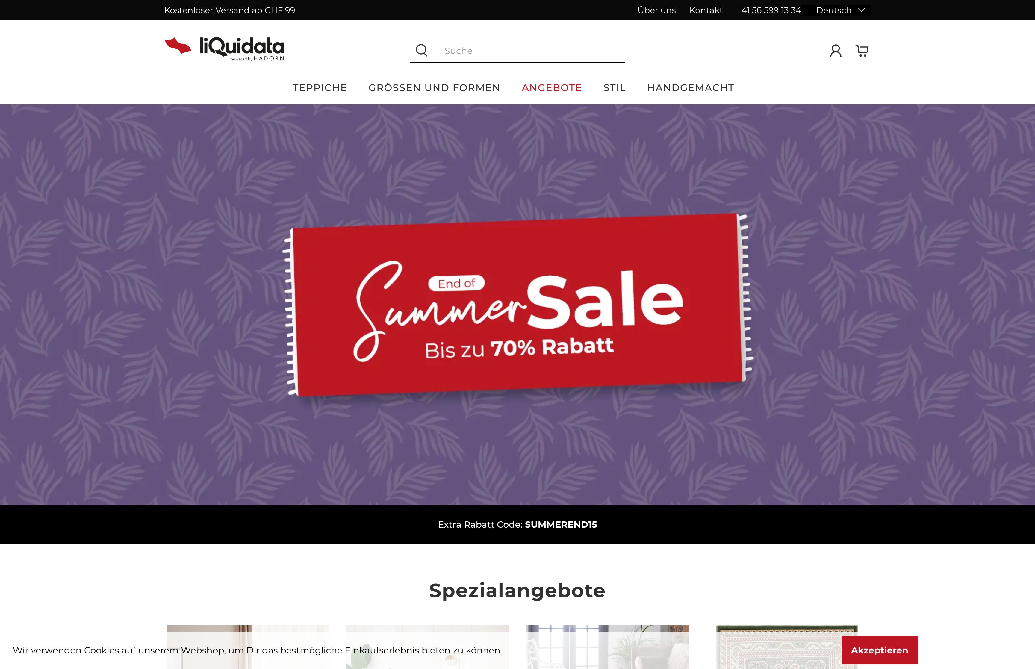 Entwicklung Onlineshop für Teppich-Multiunternehmen Hadorn screenshot 5