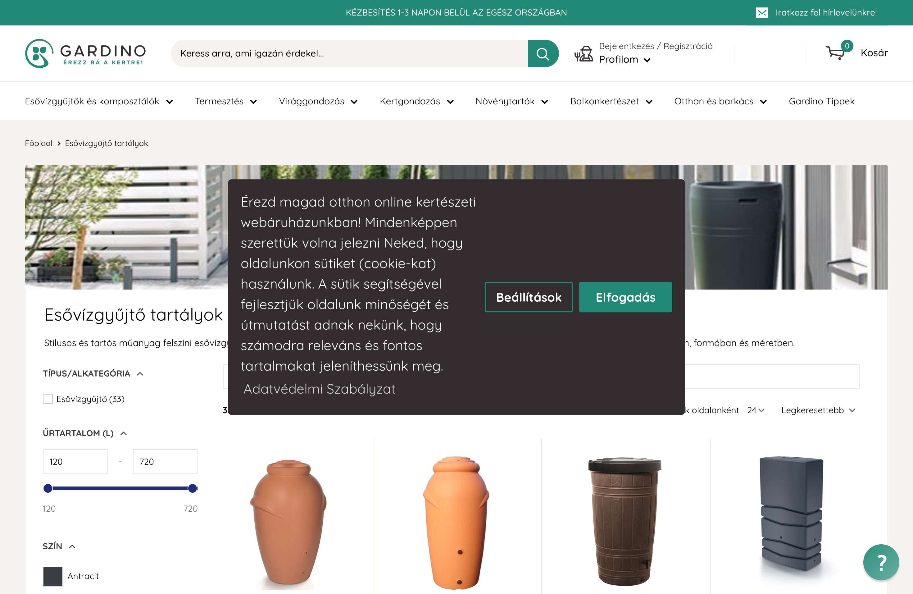 Gardino Shopify store building screenshot 3