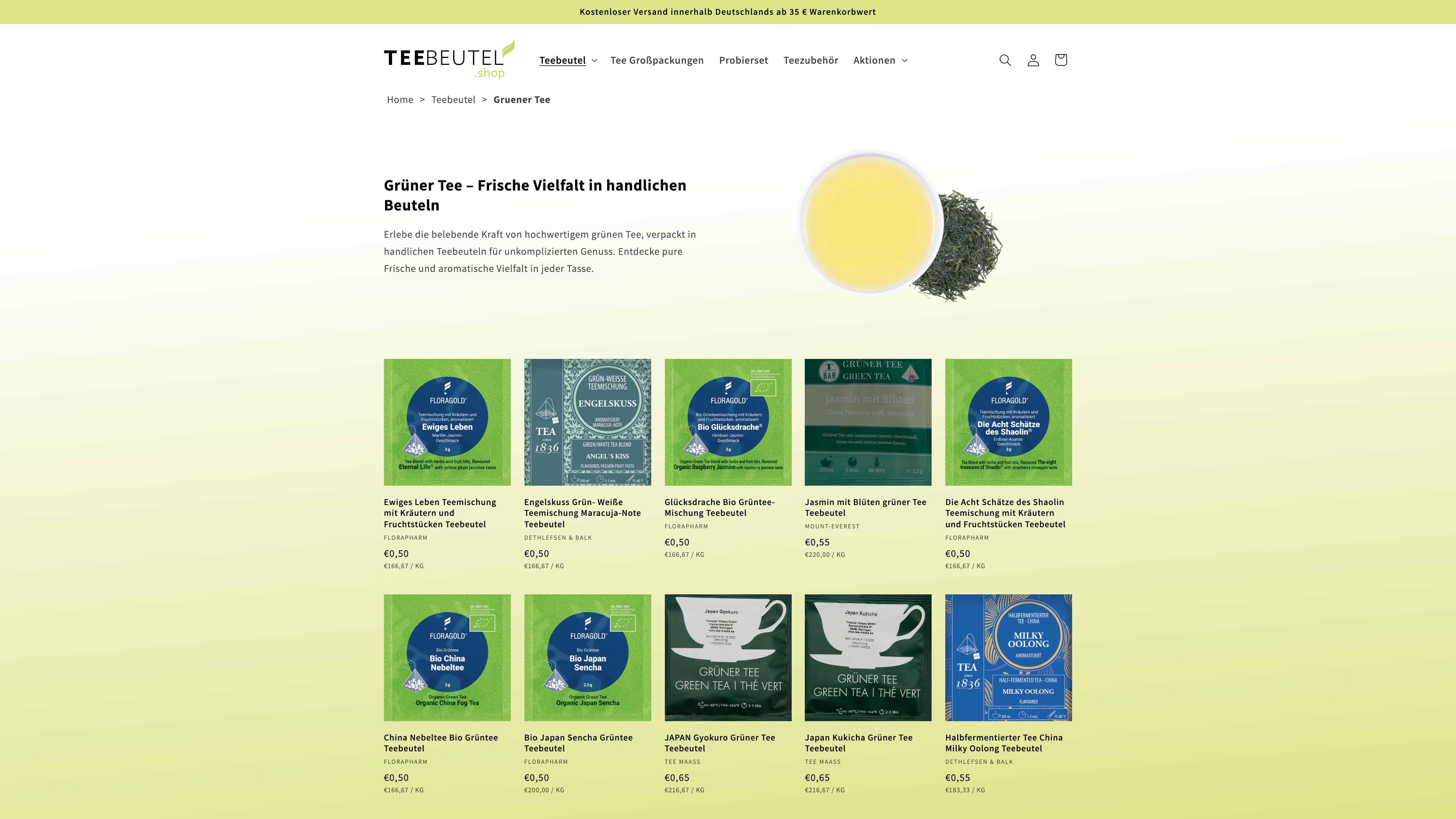 Teebeutel Shop : Neuaufbau eines Shops mit Fokus auf Pagespeed und SEO screenshot 5