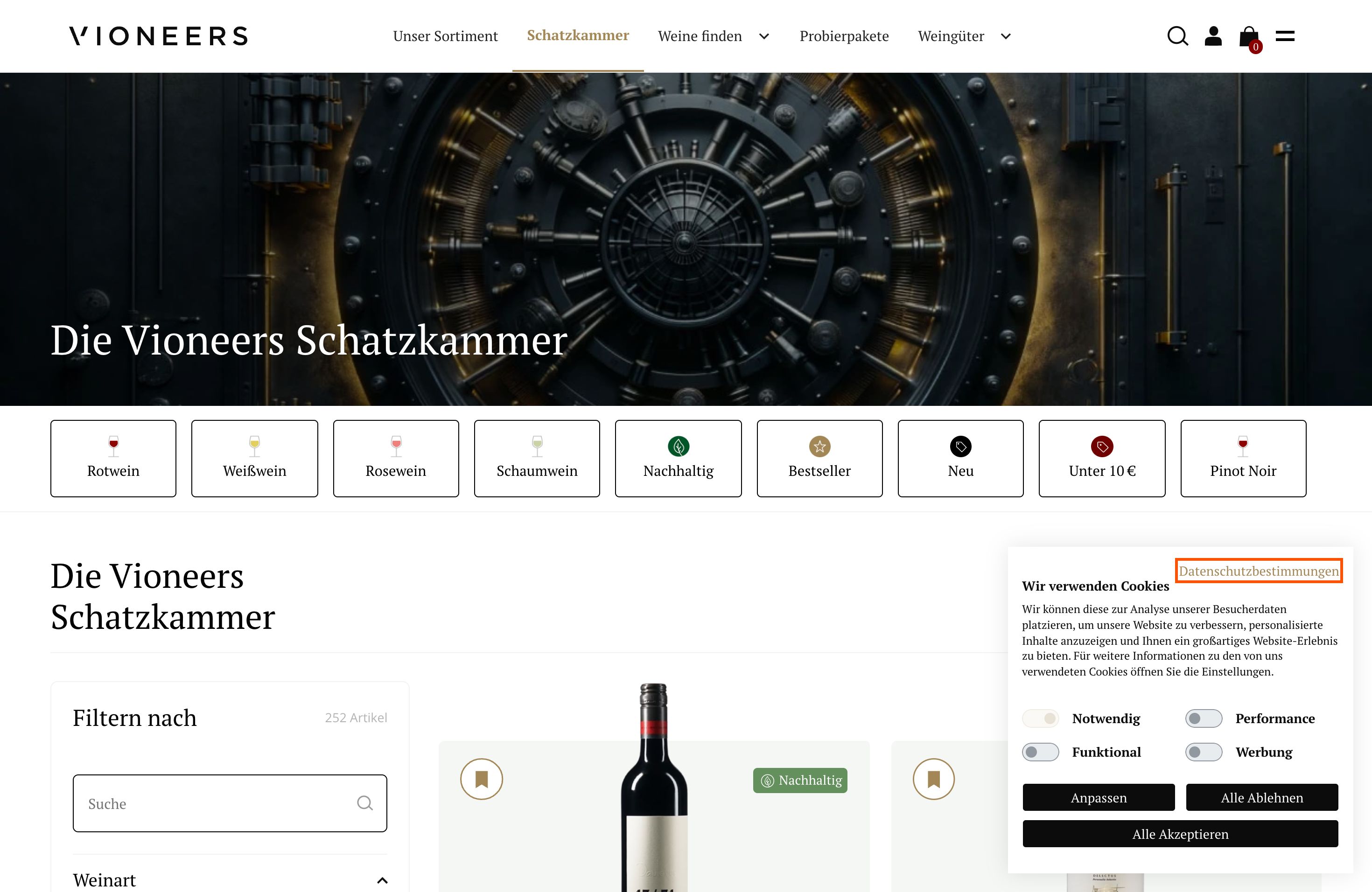 Vioneers (Weinhandel)· Custom Shopify Theme screenshot 2