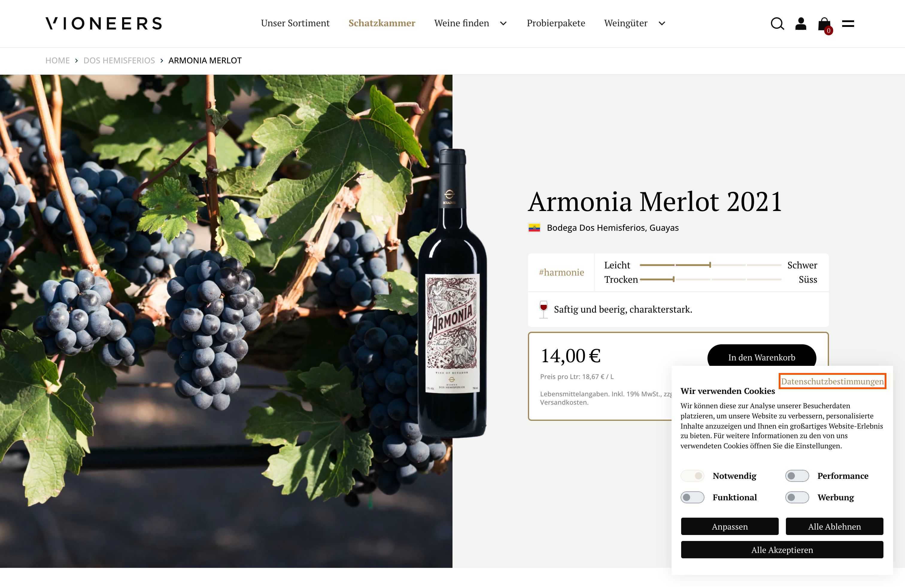 Vioneers (Weinhandel)· Custom Shopify Theme screenshot 4