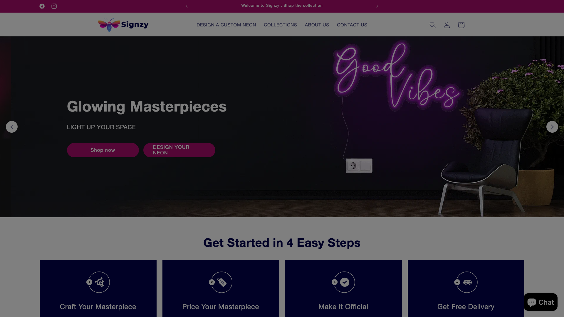 Custom Neon Sign Builder for Signzy