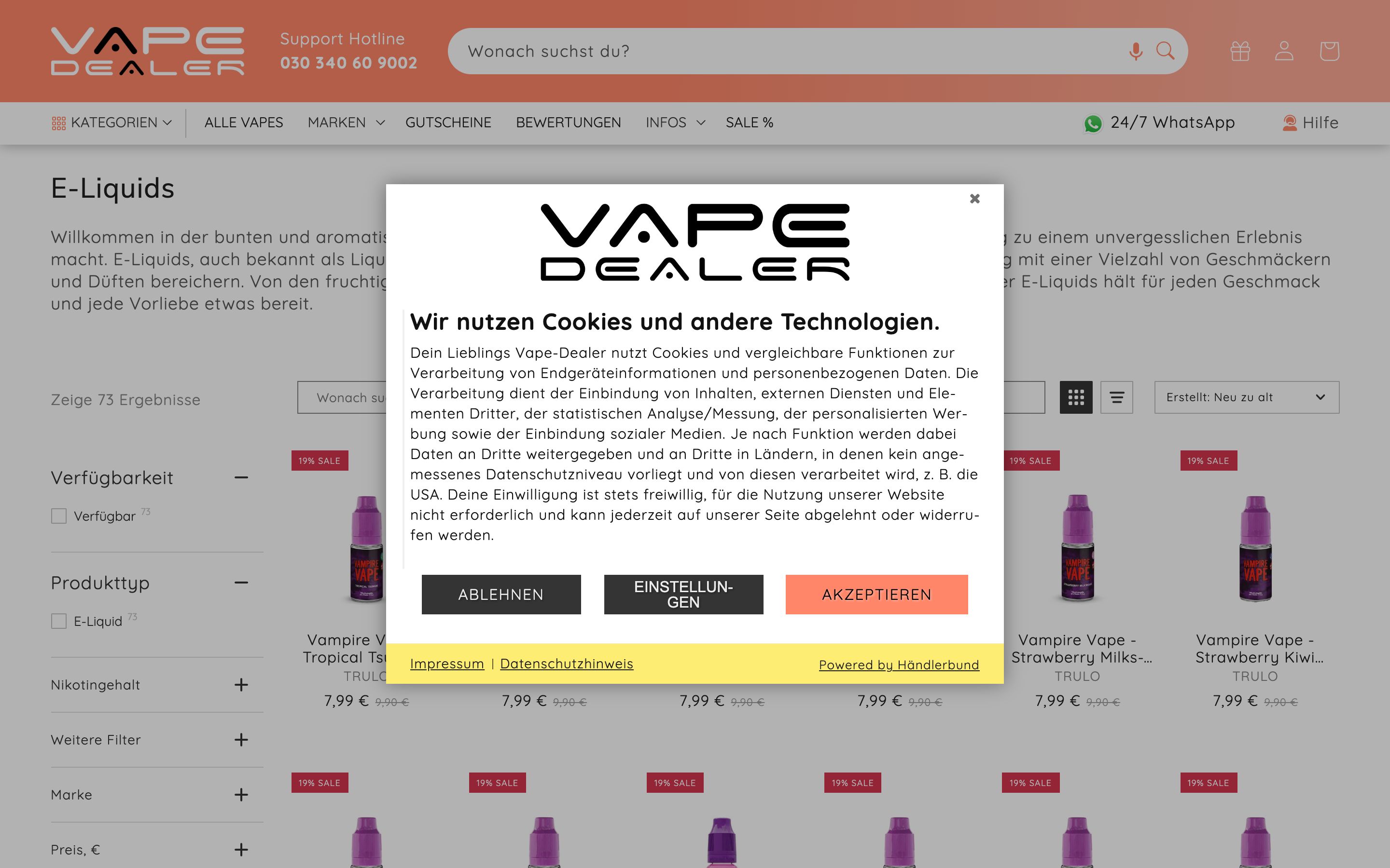 Optimierung & Erweiterung des Dawn-Theme - vape-dealer.online screenshot 2