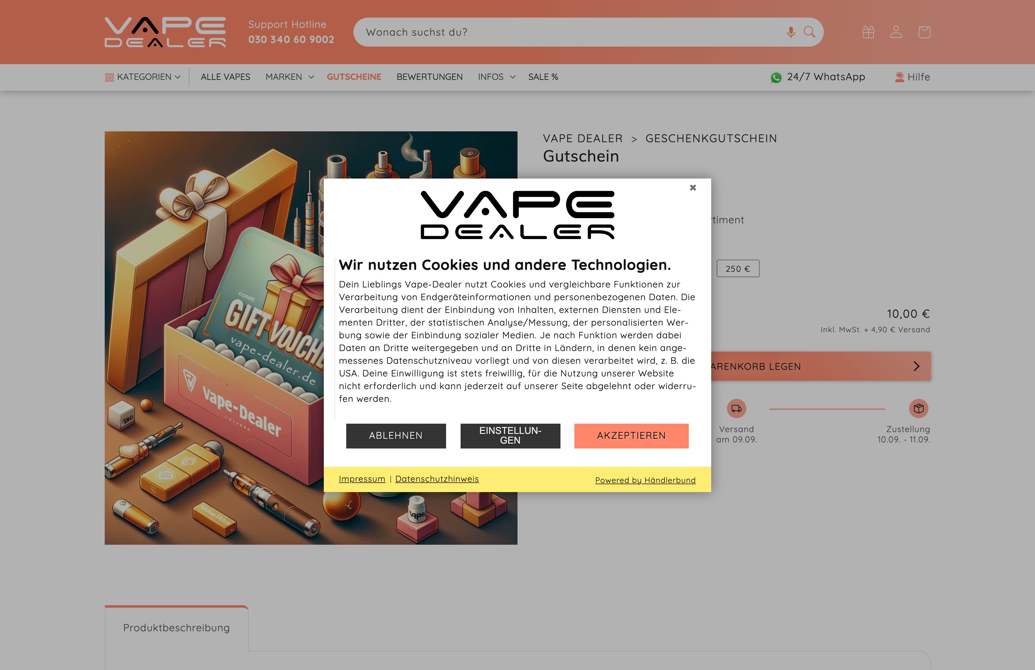 Optimierung & Erweiterung des Dawn-Theme - vape-dealer.online screenshot 4