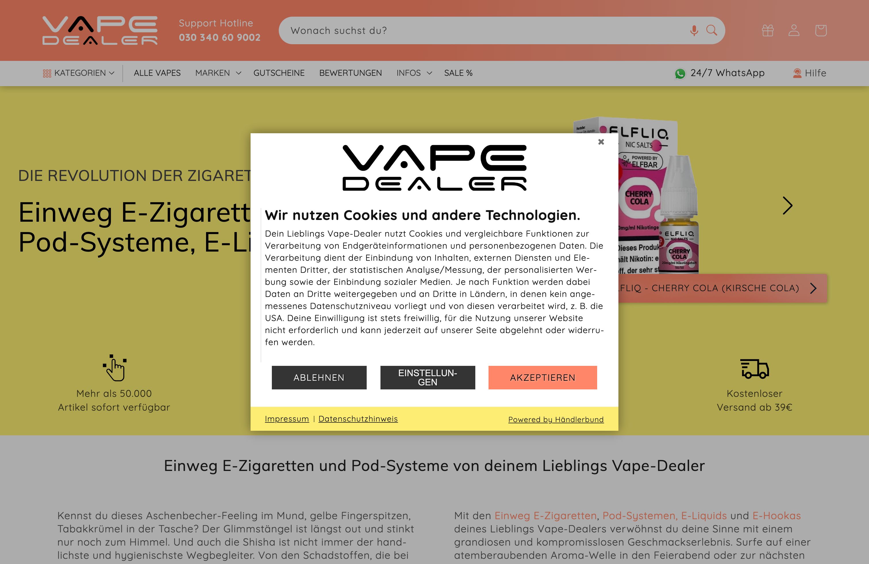 Optimierung & Erweiterung des Dawn-Theme - vape-dealer.online screenshot 5