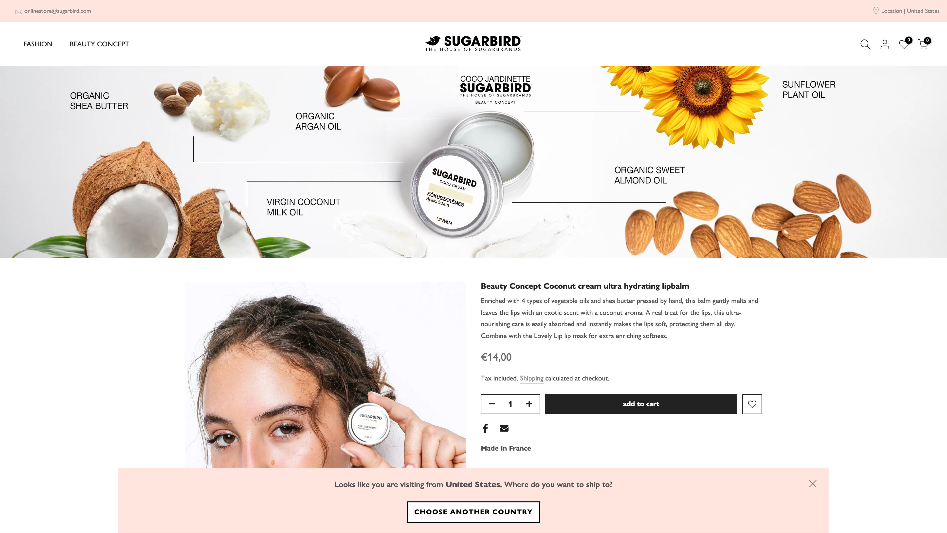 Sugarbird Shopify store building screenshot 4
