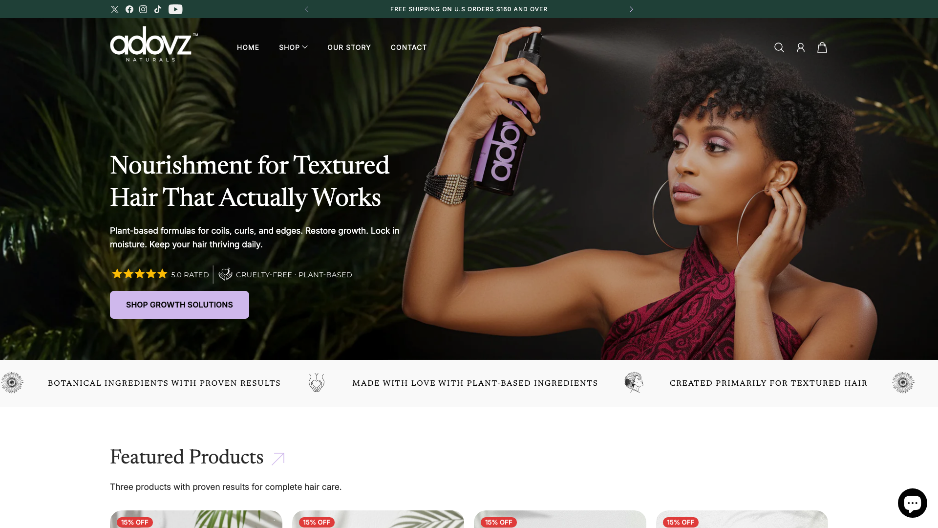 Adovz a CRO Shopify Store for Natural Textured Hair Brand