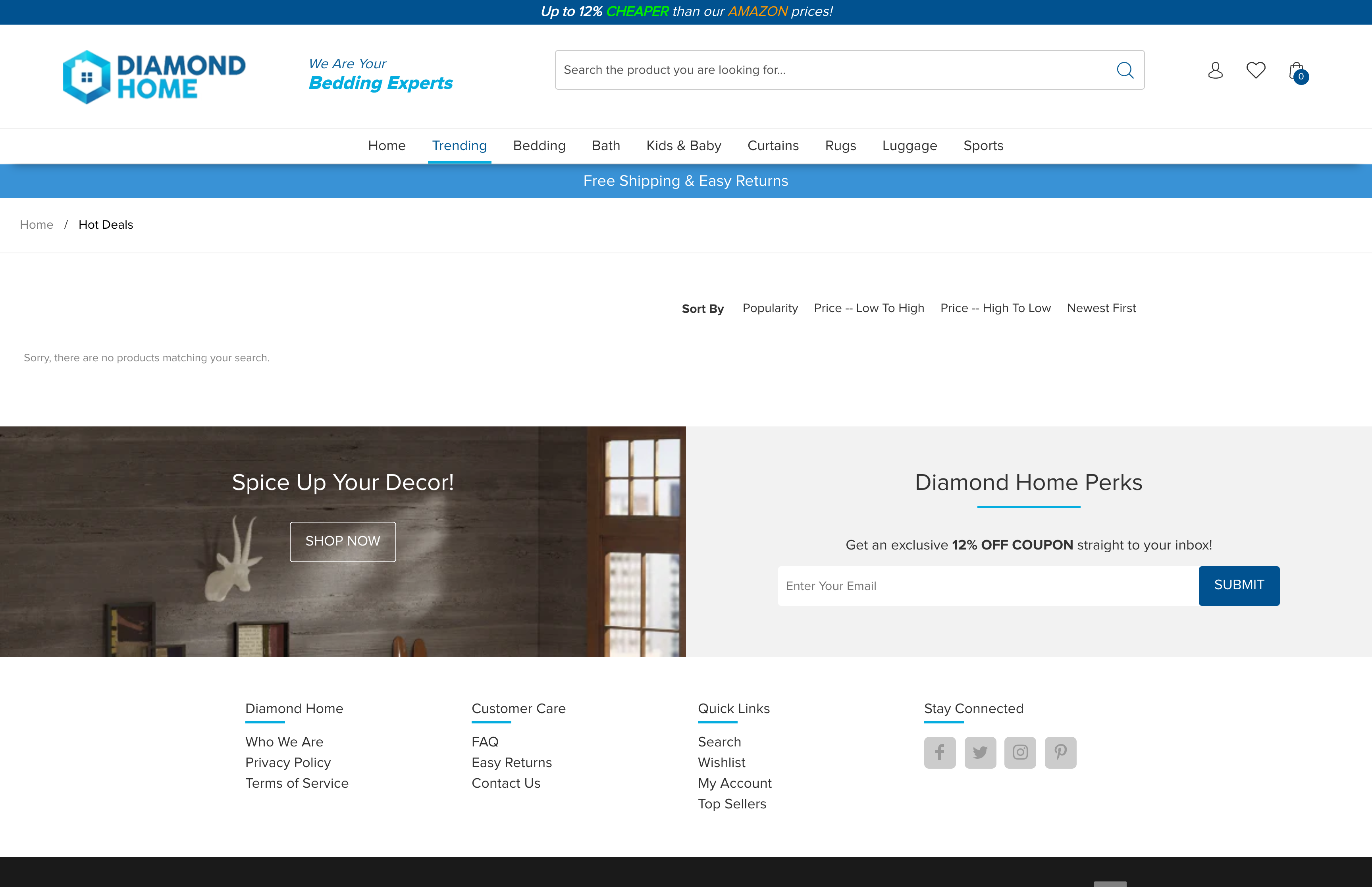 Shopify website for eCommerce business based in the USA screenshot