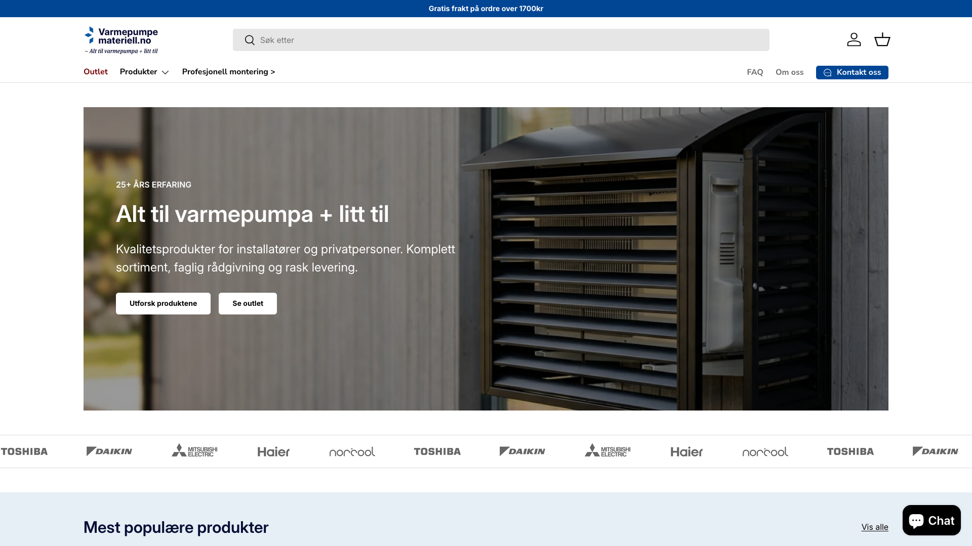 Varmepumpemateriell | Redesign & Shipping Integration