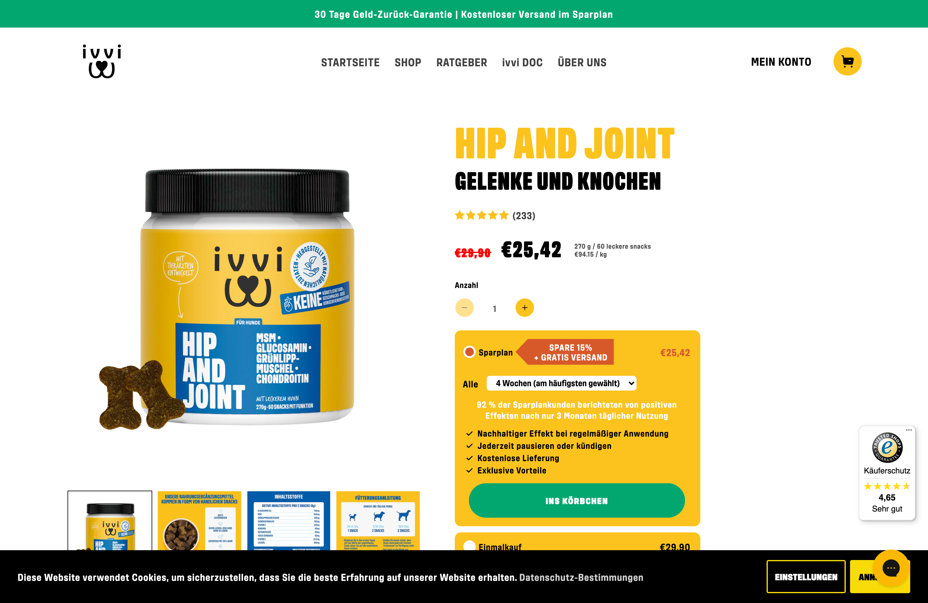 Pet care products website screenshot 2