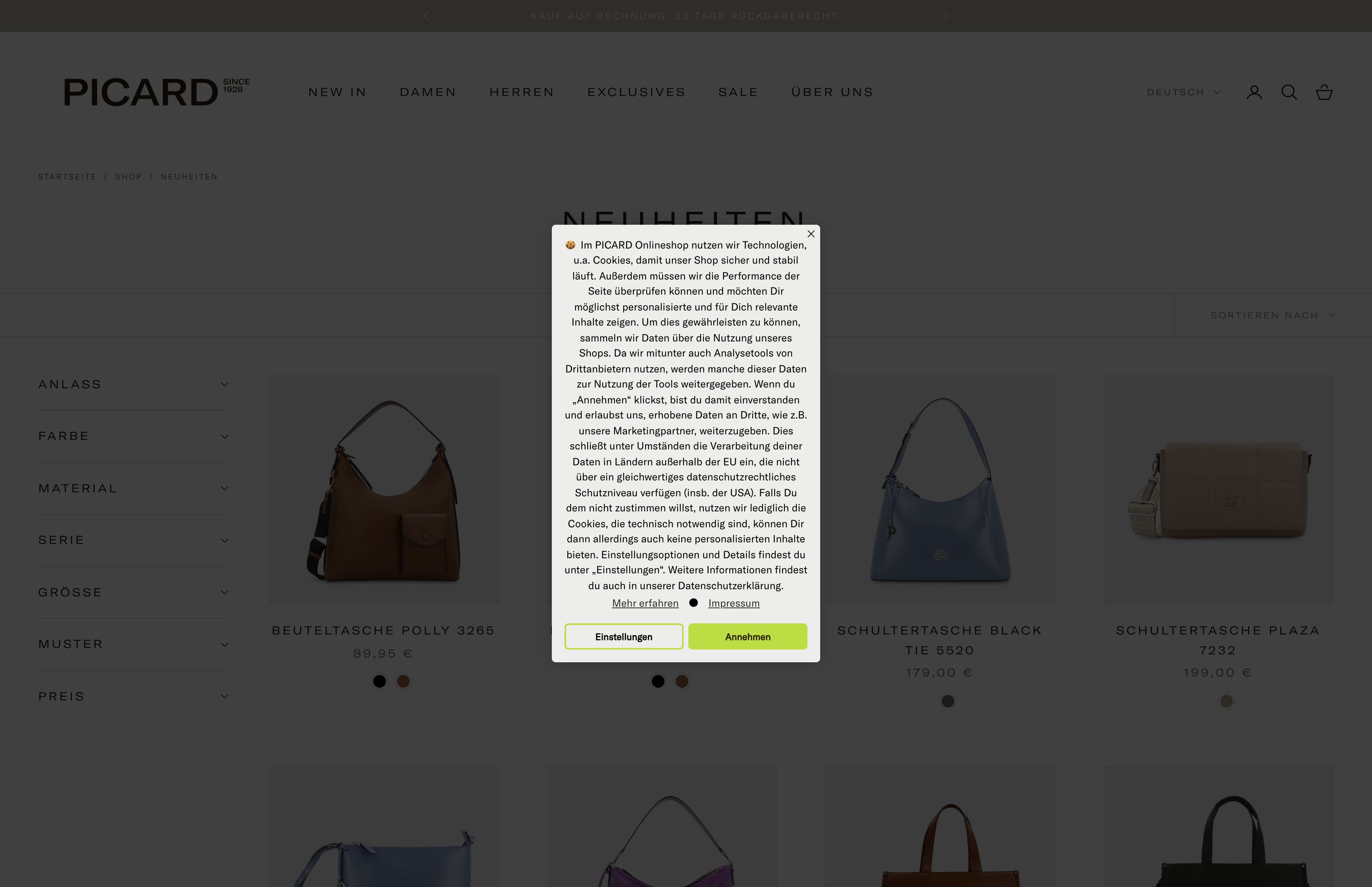 Picard Lederwaren screenshot 2