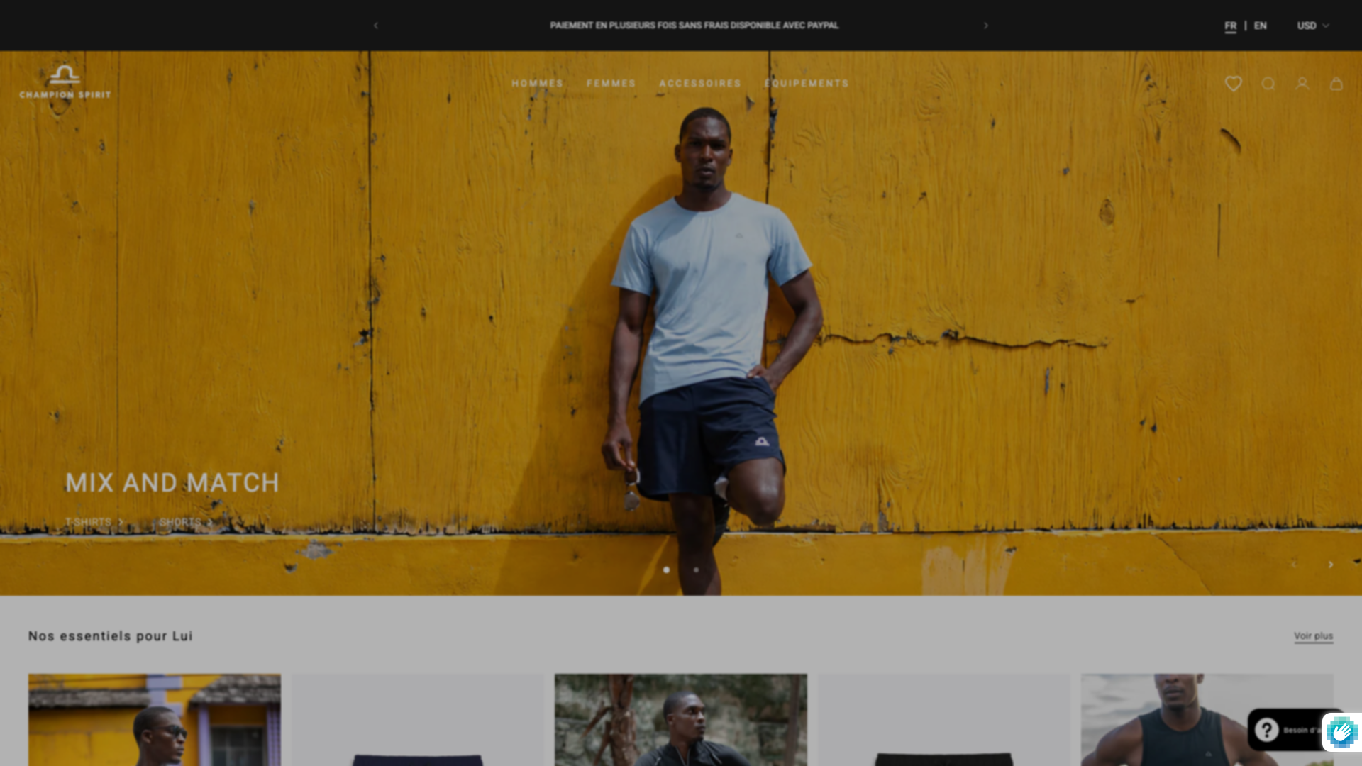 Création de boutique Shopify – Champion Spirit (mode & sport de luxe)