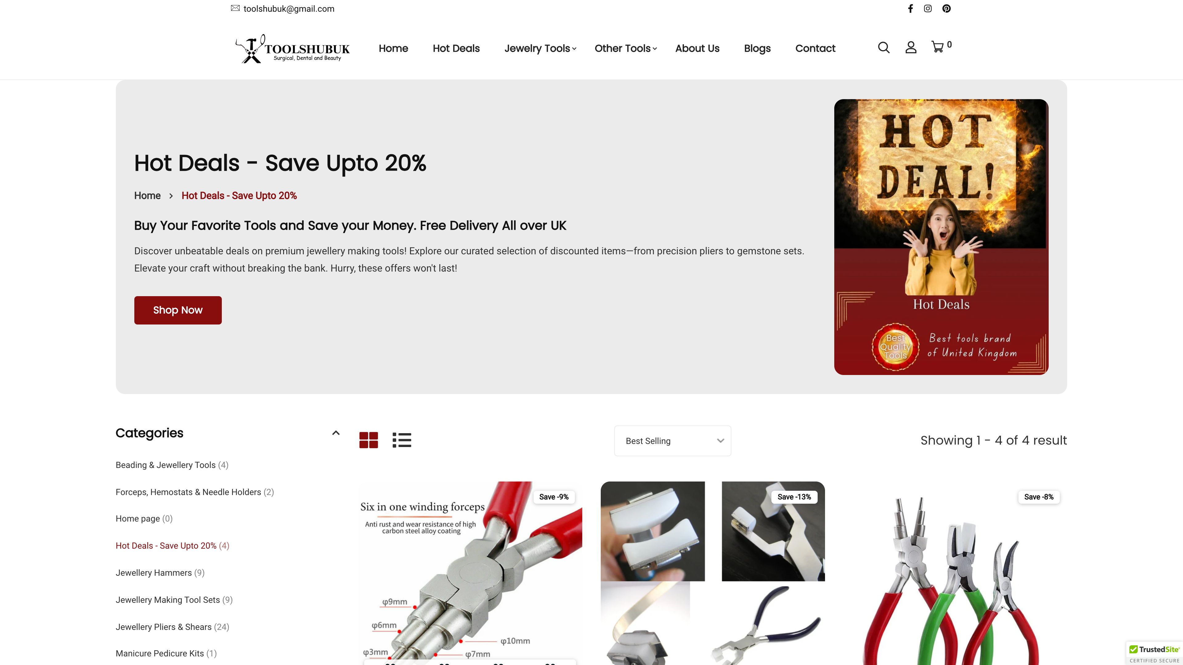 Shopify store of Jewelry tools in UK screenshot 3