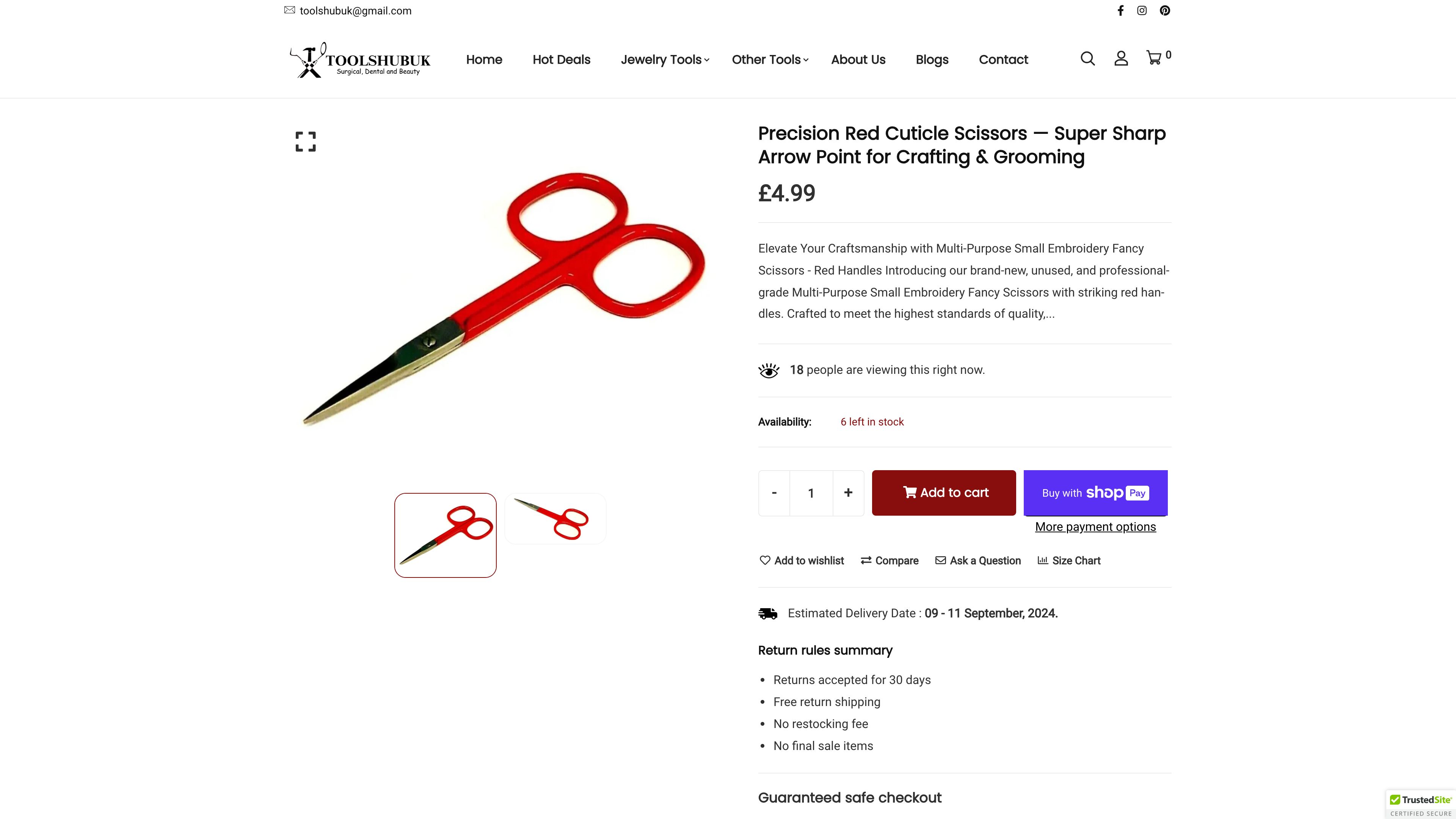 Shopify store of Jewelry tools in UK screenshot 5