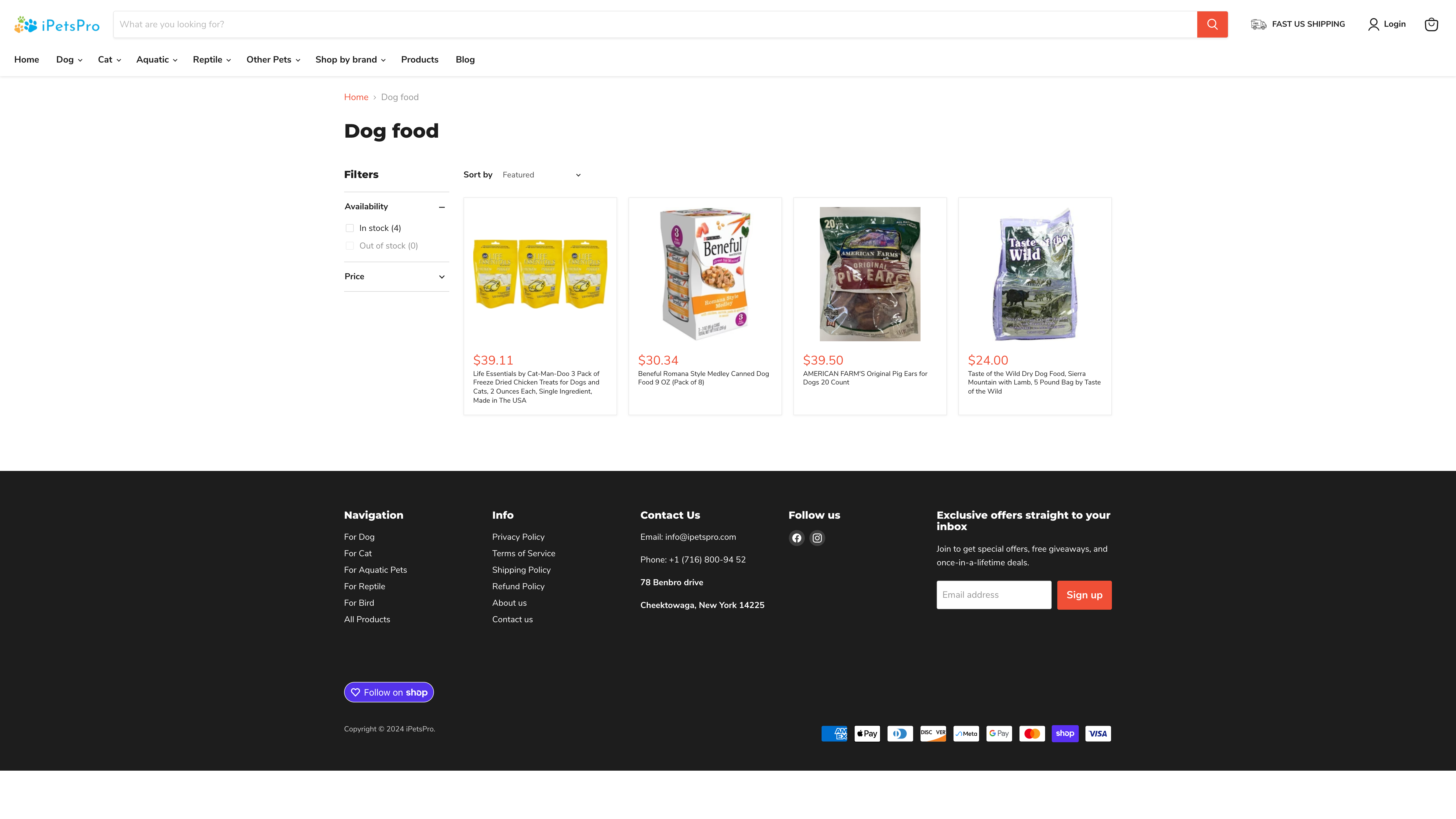 Pet products shop design & development, Amazon import screenshot 2