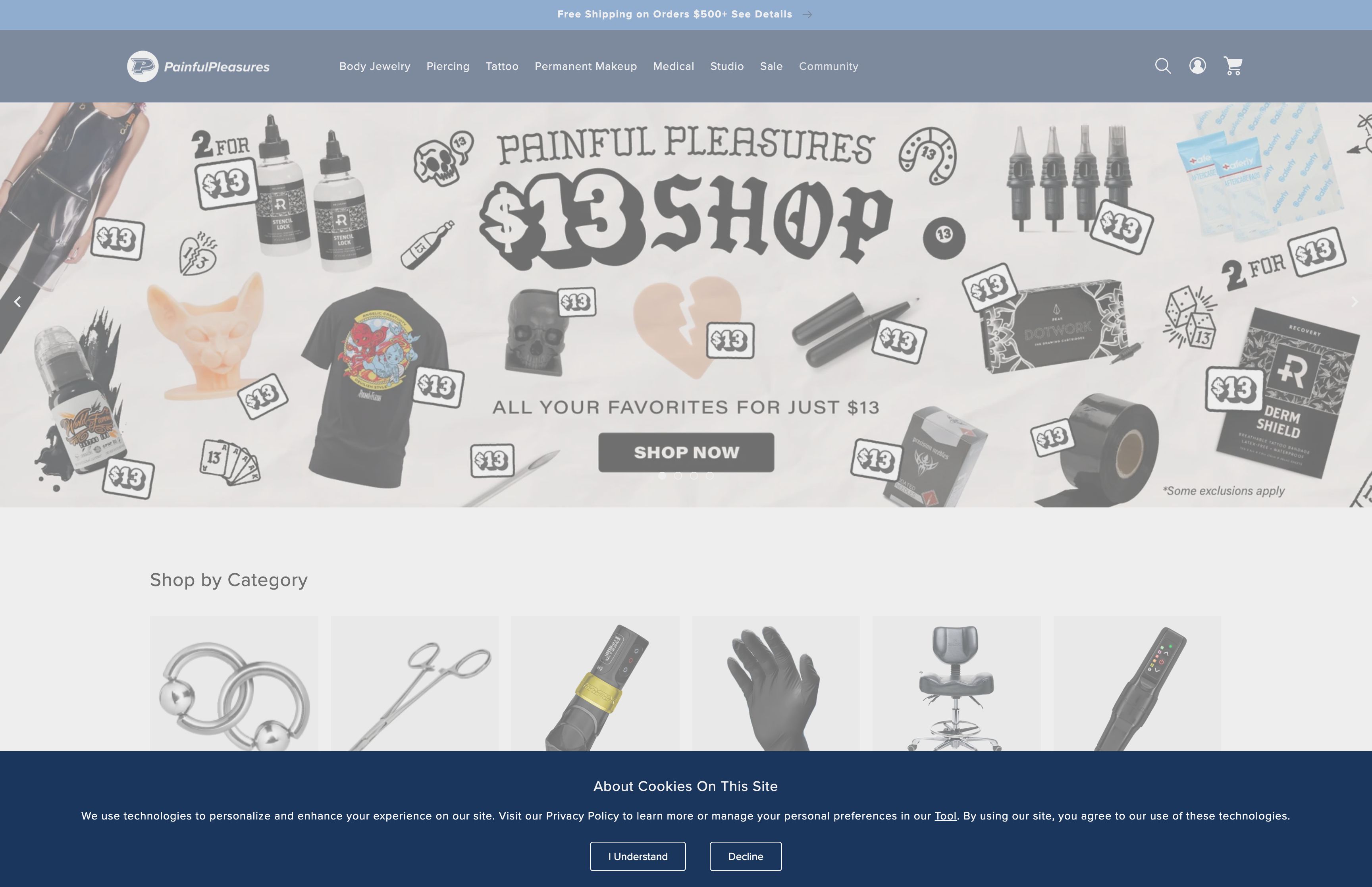 Painful Pleasures Replatform from Magento to Shopify screenshot